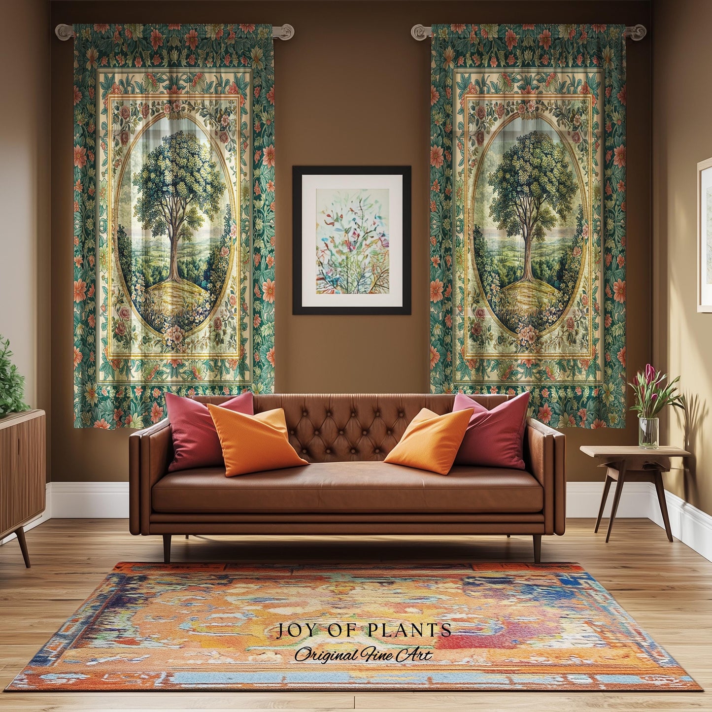 Romantic Ornate Botanical Countryside Curtains | Victorian Antique Botanical Accent French Garden Style Chateau Floral Classical Decor Drape