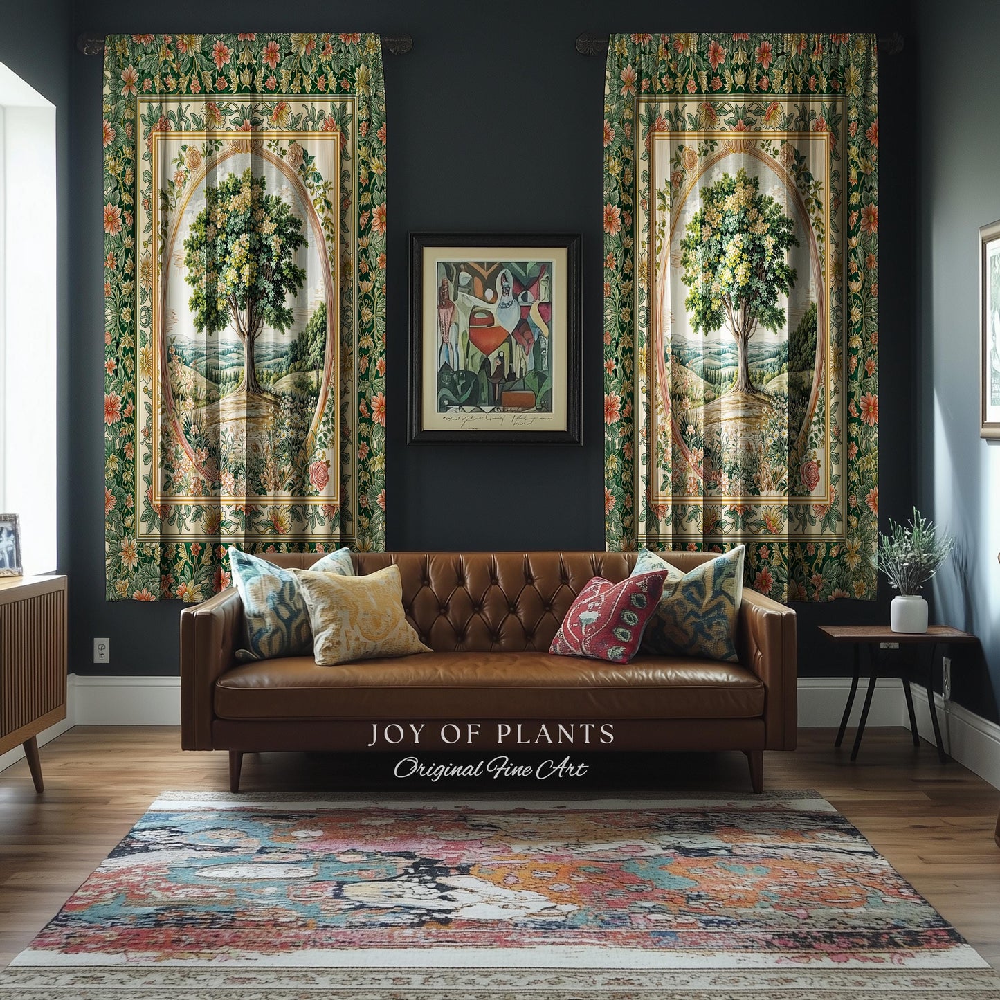 Chateau Garden Tree of Life Curtains | French Provincial Landscape Antique Floral Accent Romantic Aesthetic Victorian Decor Ornate Drapes |
