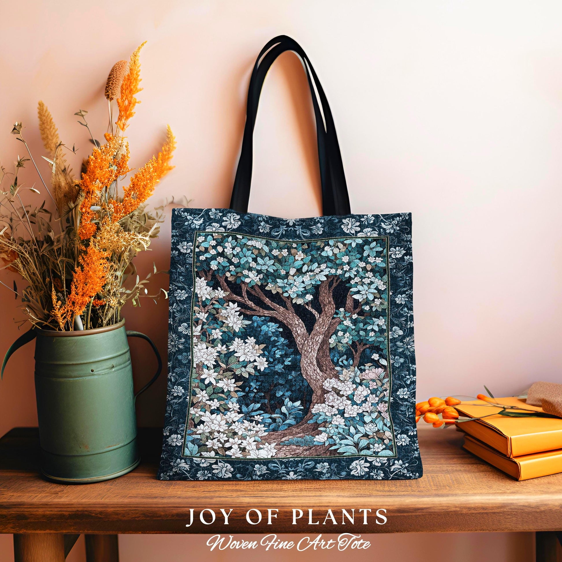 Bohemian Tree Tapestry Tote Magical Aesthetic Folklore Forest Ethereal Style | Nature Inspired Woodland Magic Wildflower Fairycore Bag |