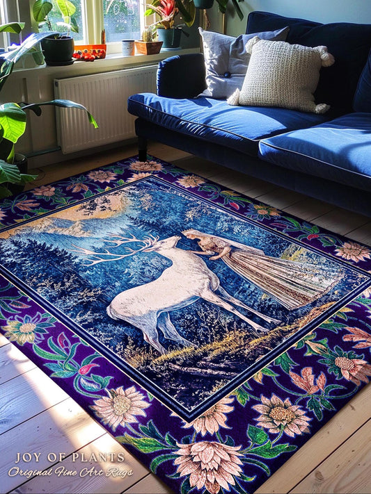 Woodland Renaissance Rustic Rug | Royal Elegance Accent Rug Storybook Fantasy Aesthetic Vintage Princesscore Ethereal Forest Deer Medieval |