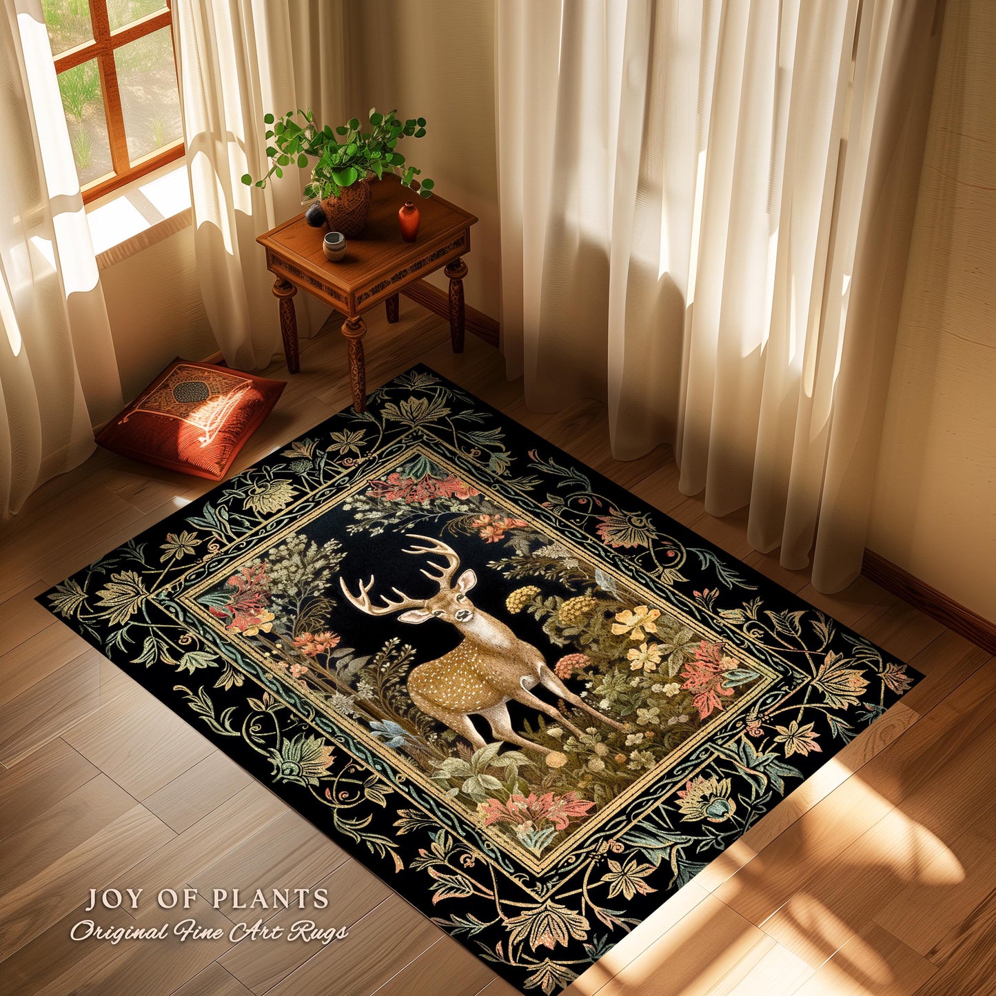 Mystic Nature Area Rug | Ethereal Bedroom Decor William Morris Inspired Cottagecore Room Light Academia Style Rug Mystical Home Accent