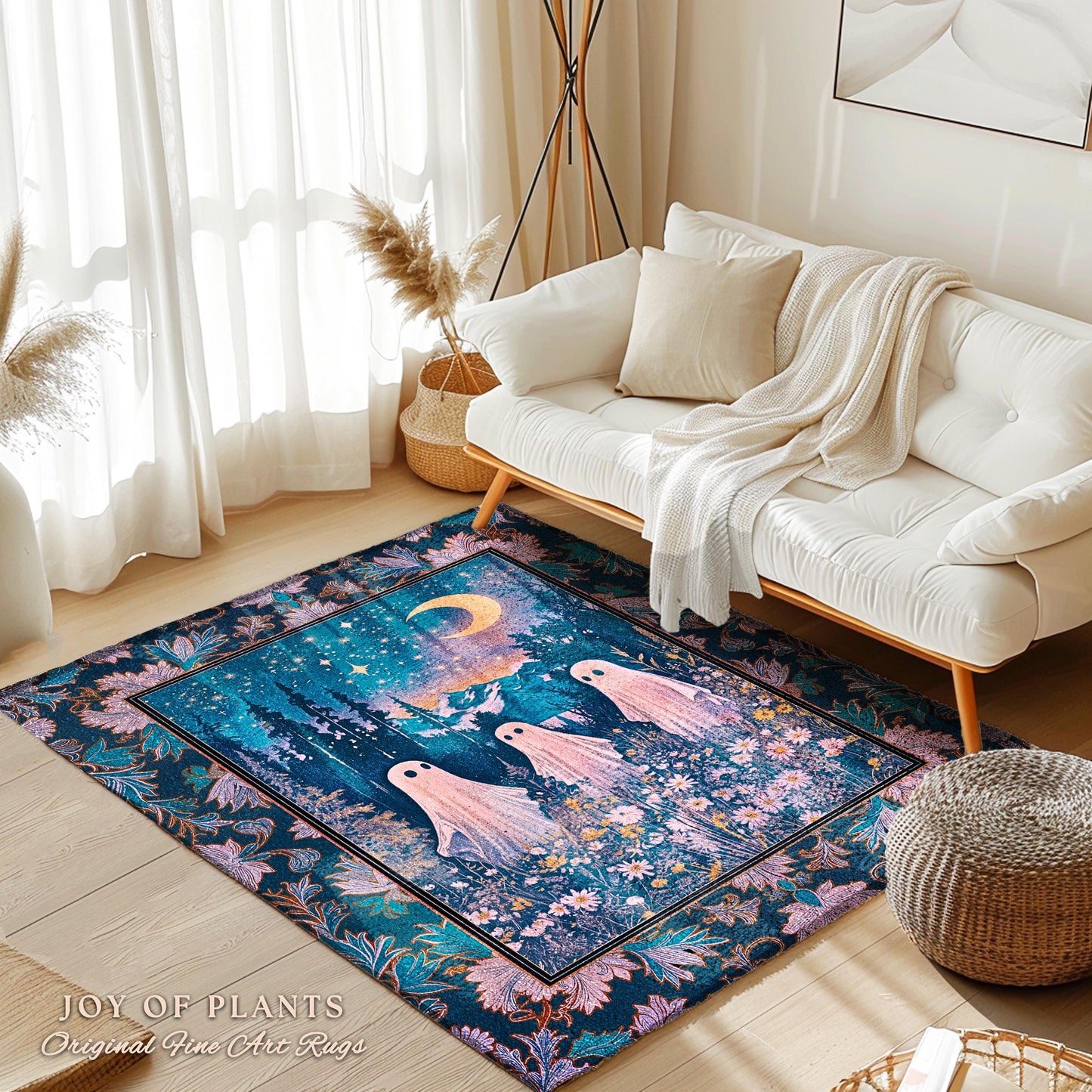 Amethyst Purple Mountain Ghosts Rug | Whimsigothic Area Rug Spirit-Themed Decor Haunted Bedroom Witchy Dark Cottagecore Ghostly Folklore