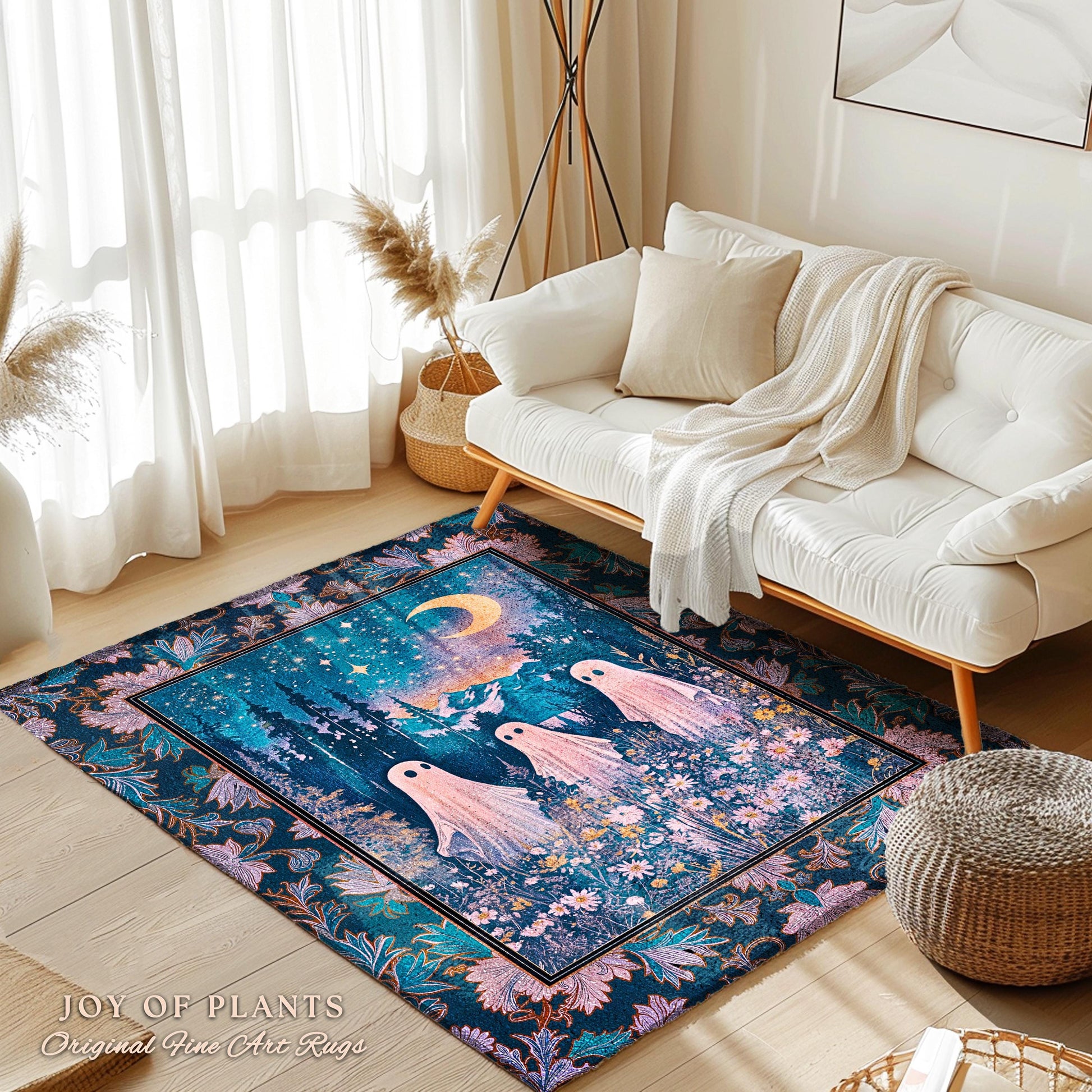 Amethyst Purple Mountain Ghosts Rug | Whimsigothic Area Rug Spirit-Themed Decor Haunted Bedroom Witchy Dark Cottagecore Ghostly Folklore