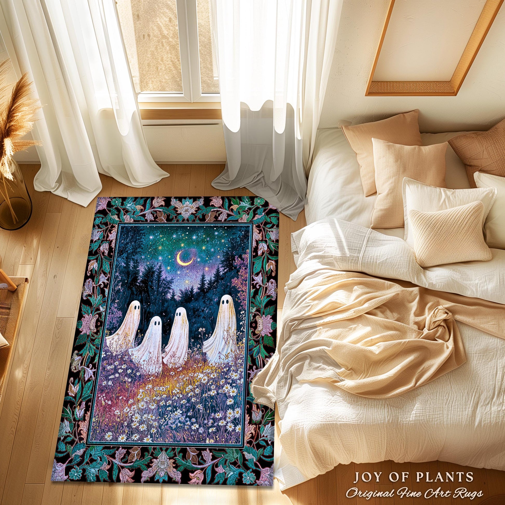 Magical Haunted Ghost Accent Rug | Spooky Motif Celestial Pastel Forest Pastel Aesthetic Spooky Season Macabre Cottagecore Decor Eerie Style