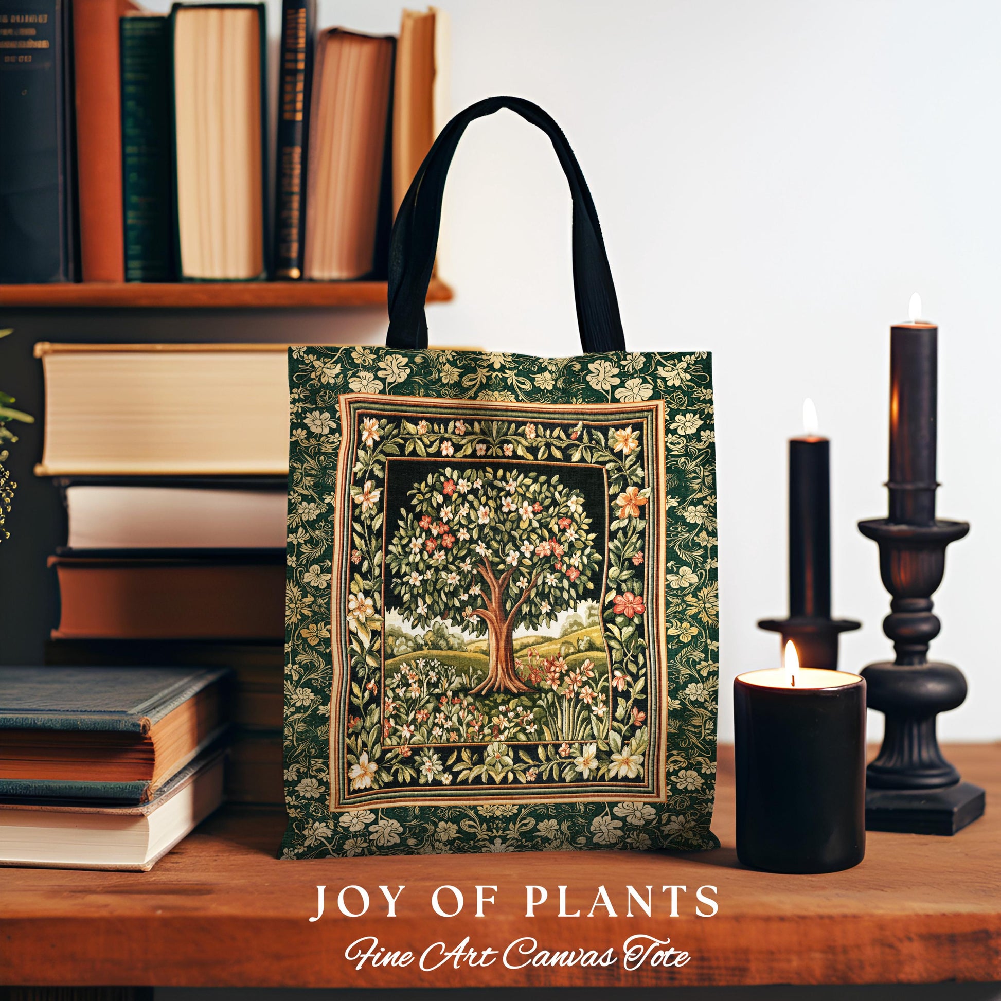 Botanical Tree of Life Tote Bag | Ornate Floral Heritage Decor Vintage Nature Aesthetic Cottagecore Fairycore Accessory Woodland Inspired |