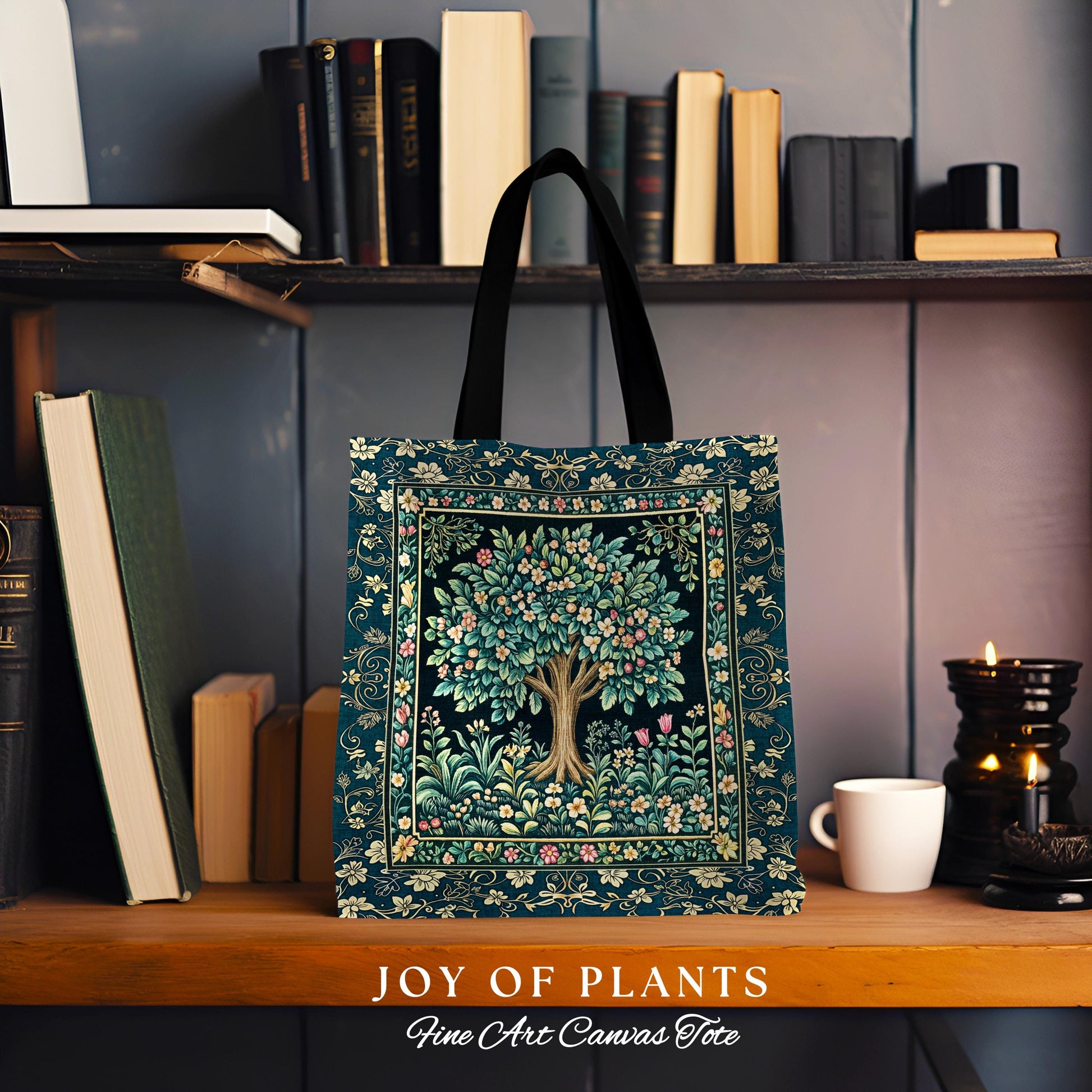 Folklore Forest Storybook Tote Bag | Enchanted Floral Botanical Cozy Heritage Tree Vintage Cottagecore Nature Aesthetic Classic Everyday Bag