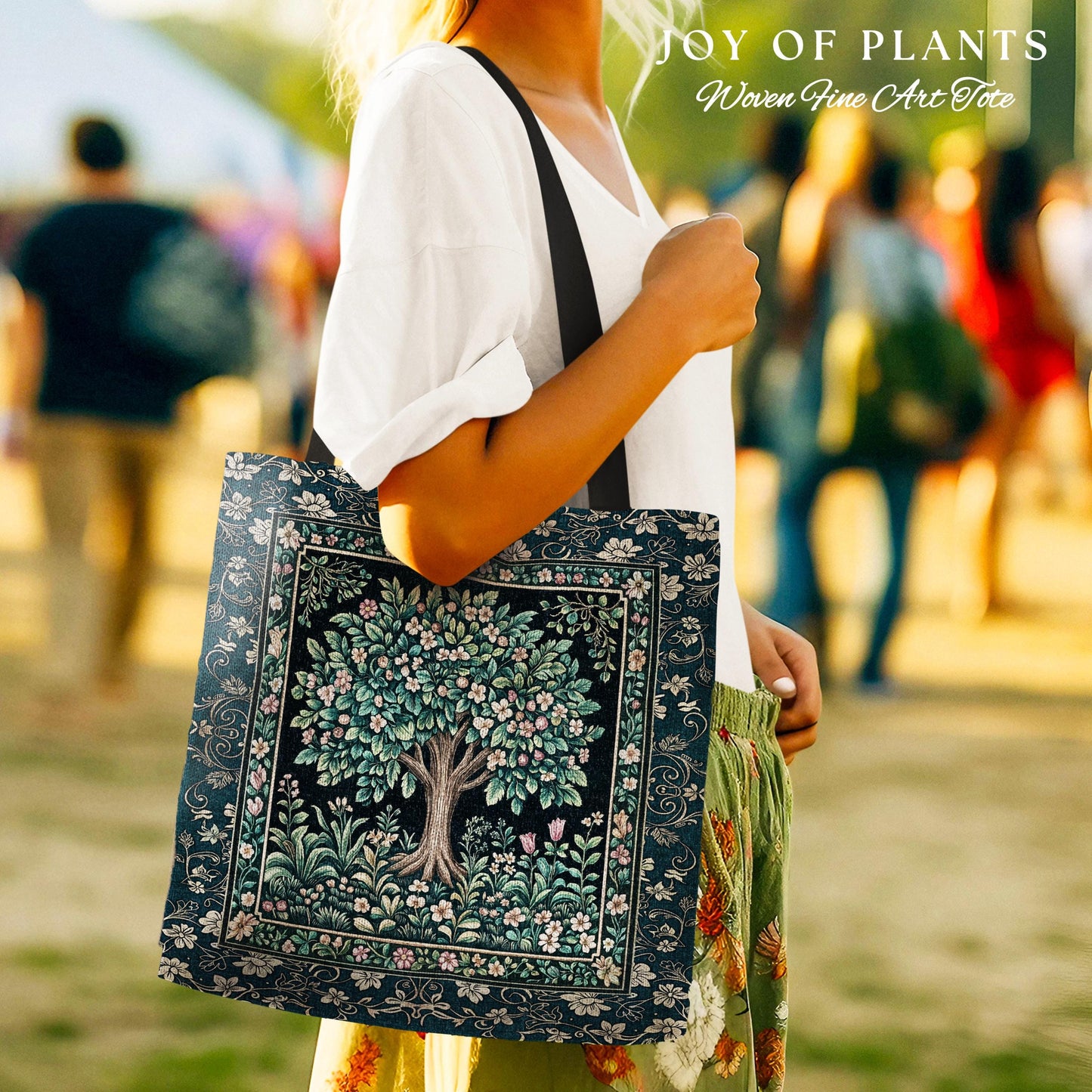 Folklore Forest Storybook Tote Bag | Enchanted Floral Botanical Cozy Heritage Tree Vintage Cottagecore Nature Aesthetic Classic Everyday Bag