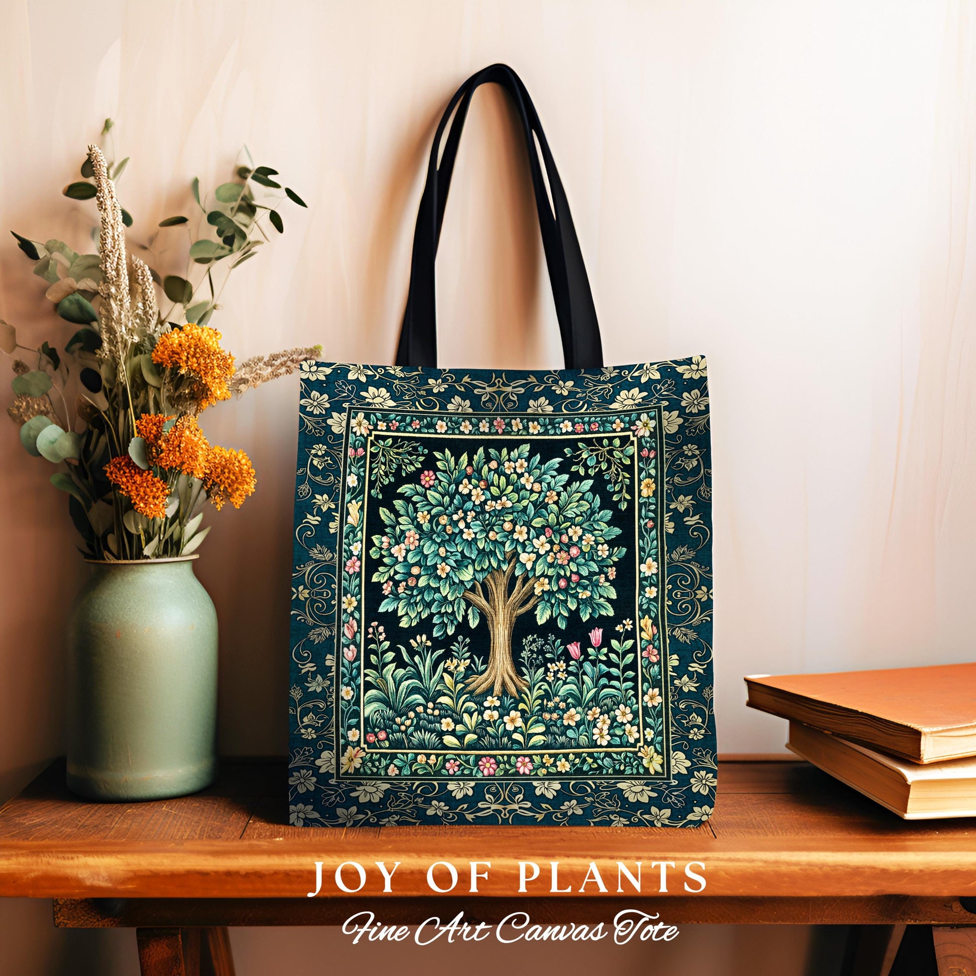 Folklore Forest Storybook Tote Bag | Enchanted Floral Botanical Cozy Heritage Tree Vintage Cottagecore Nature Aesthetic Classic Everyday Bag