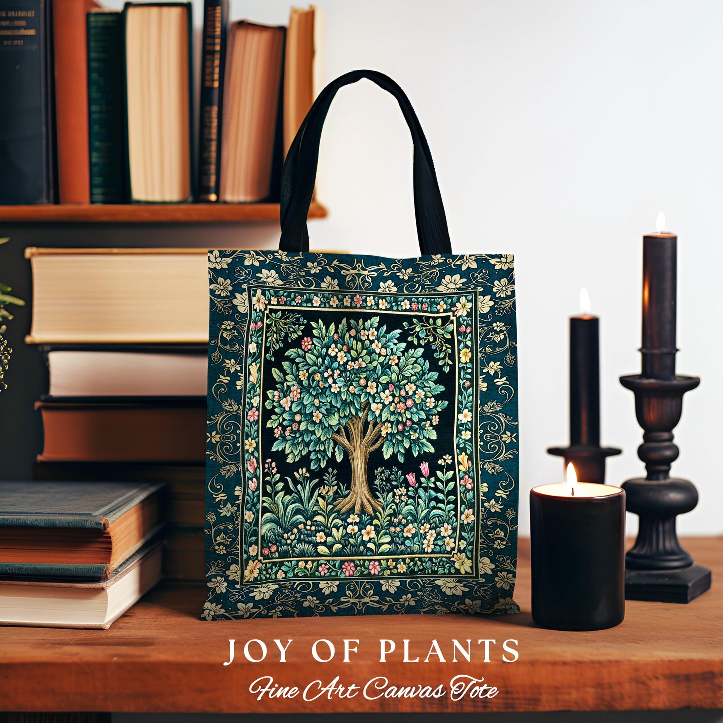 Folklore Forest Storybook Tote Bag | Enchanted Floral Botanical Cozy Heritage Tree Vintage Cottagecore Nature Aesthetic Classic Everyday Bag