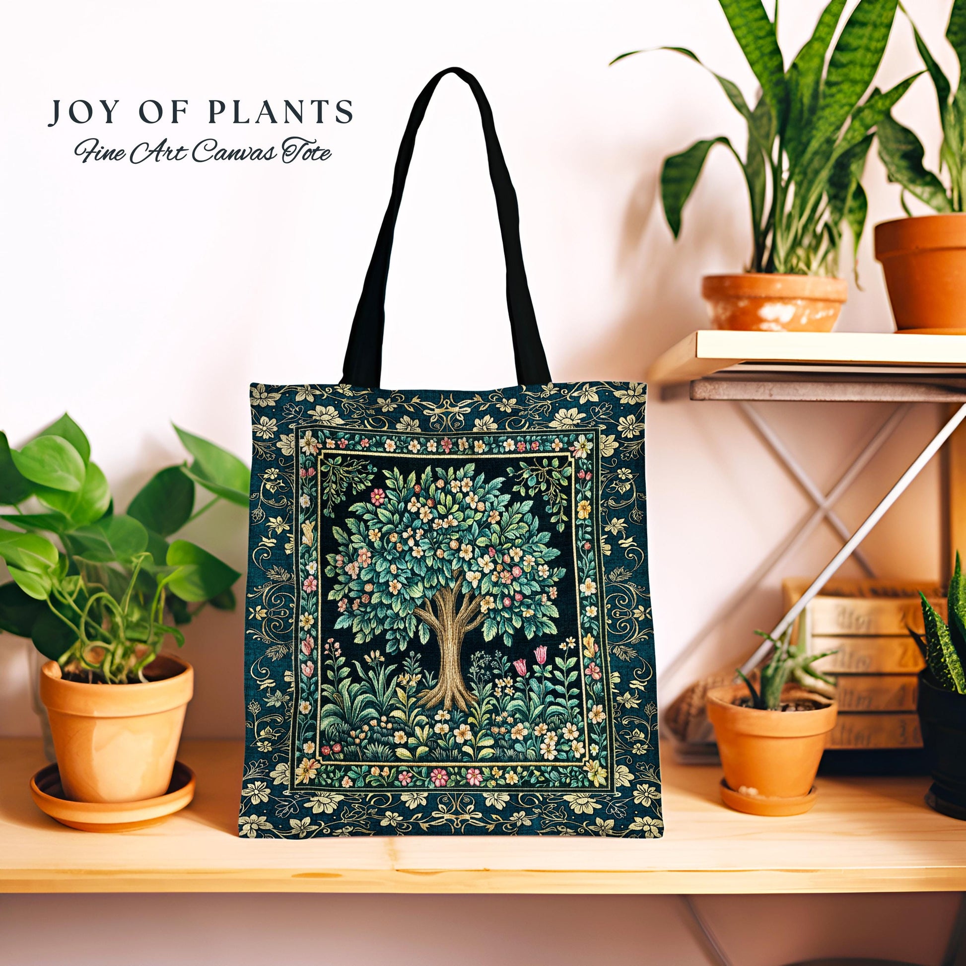 Folklore Forest Storybook Tote Bag | Enchanted Floral Botanical Cozy Heritage Tree Vintage Cottagecore Nature Aesthetic Classic Everyday Bag