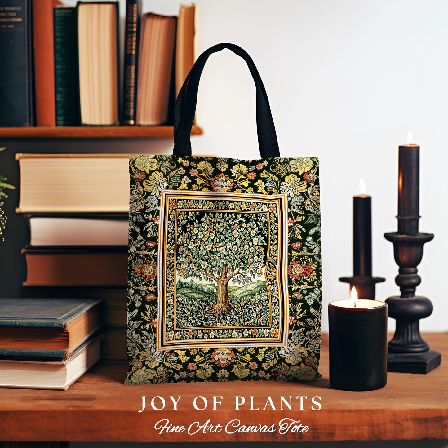 Rustic Fairytale Tree Tapestry Tote | Cozy Enchanted Nature Romantic Forest Ethereal Vintage Floral Woodland Storybook Dreamy Whimsical Bag