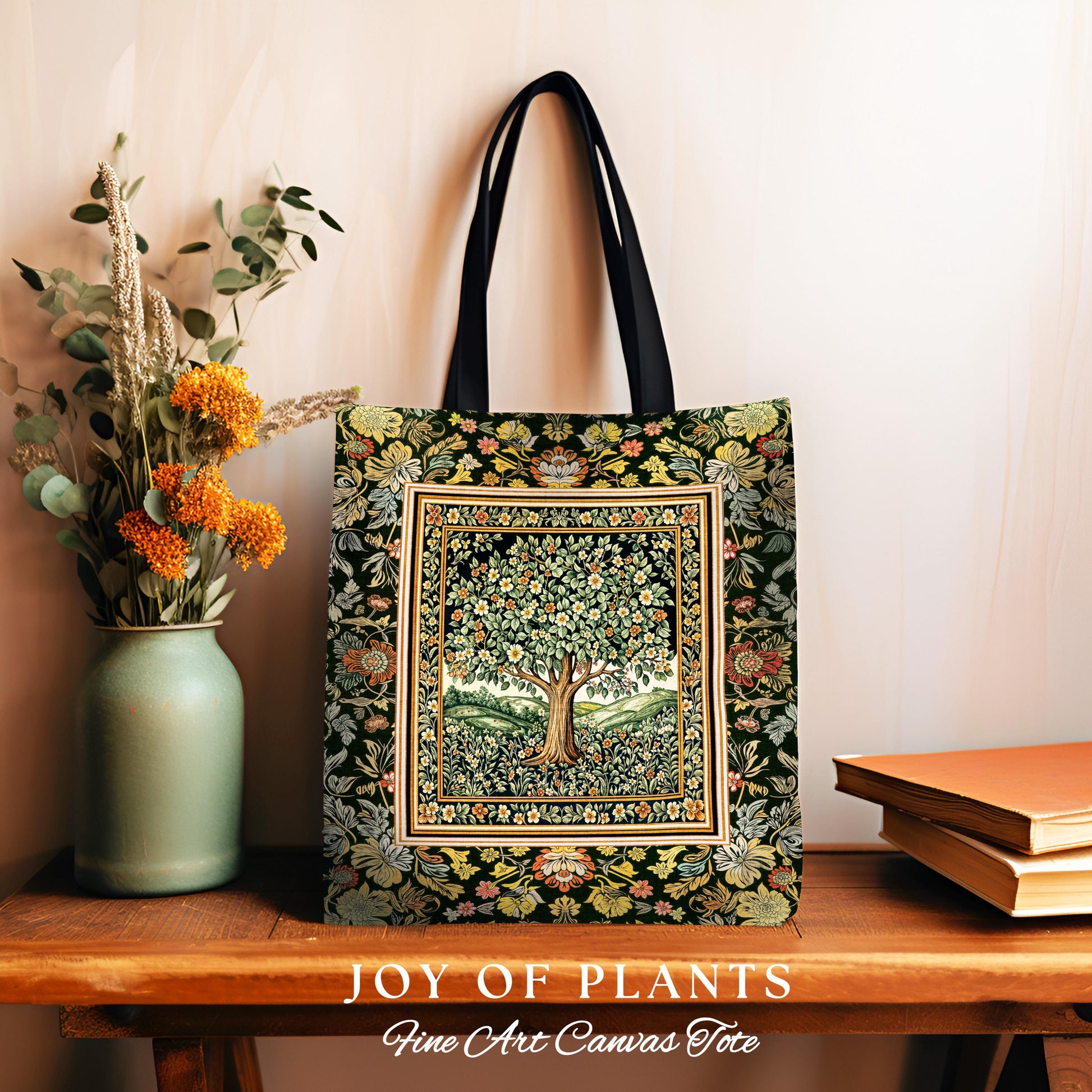 Rustic Fairytale Tree Tapestry Tote | Cozy Enchanted Nature Romantic Forest Ethereal Vintage Floral Woodland Storybook Dreamy Whimsical Bag