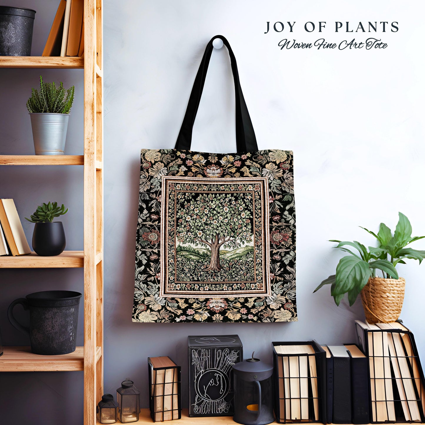 Rustic Fairytale Tree Tapestry Tote | Cozy Enchanted Nature Romantic Forest Ethereal Vintage Floral Woodland Storybook Dreamy Whimsical Bag