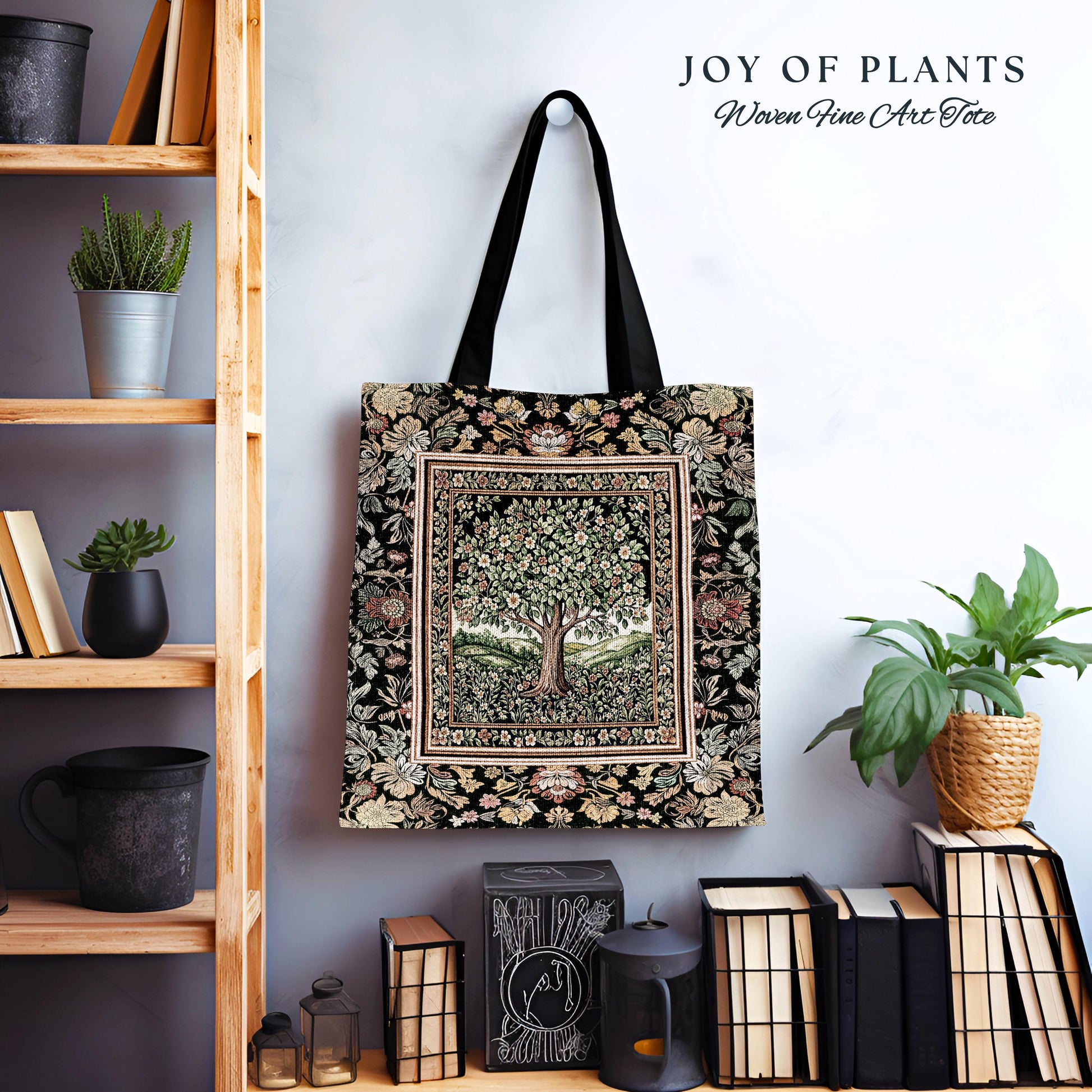 Rustic Fairytale Tree Tapestry Tote | Cozy Enchanted Nature Romantic Forest Ethereal Vintage Floral Woodland Storybook Dreamy Whimsical Bag