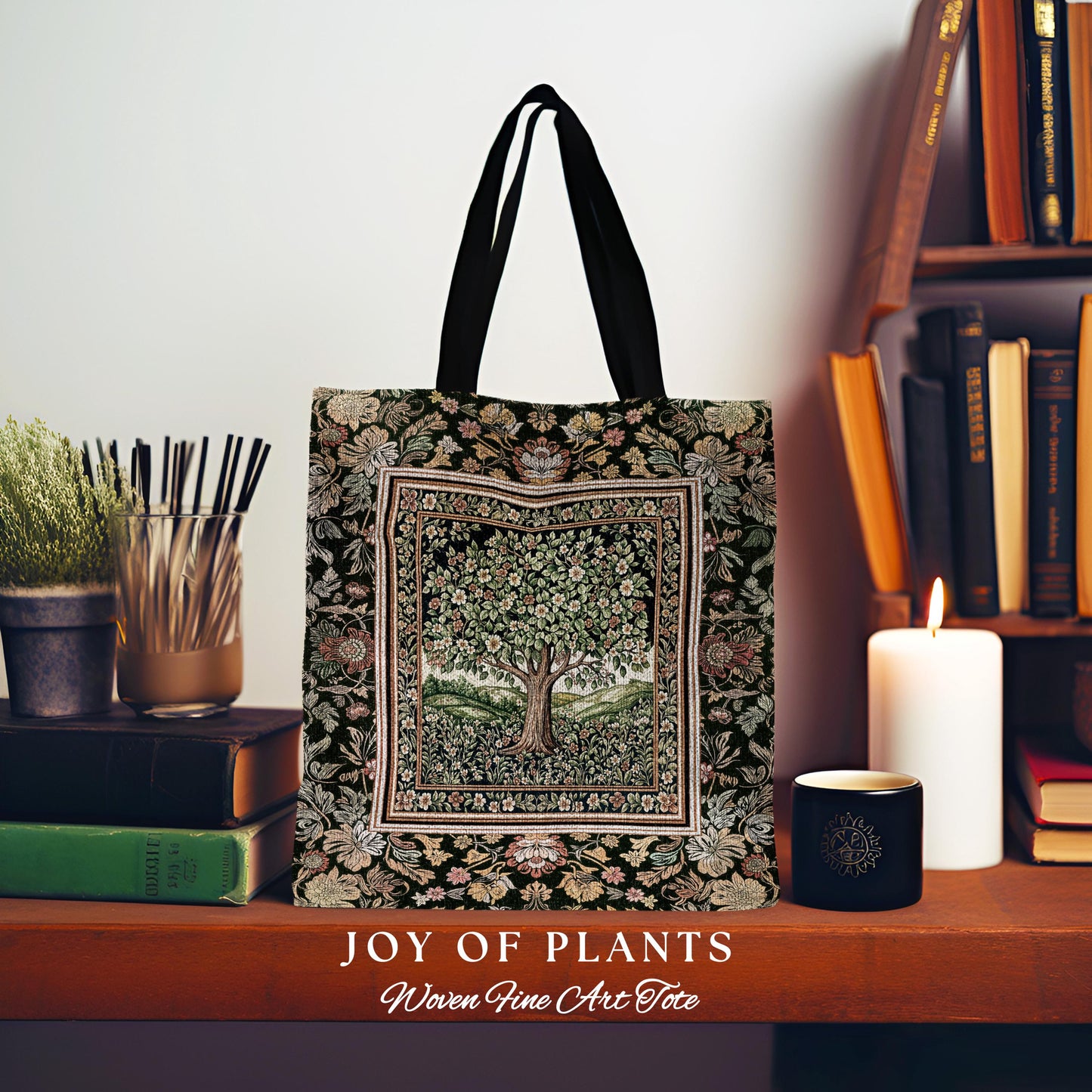 Rustic Fairytale Tree Tapestry Tote | Cozy Enchanted Nature Romantic Forest Ethereal Vintage Floral Woodland Storybook Dreamy Whimsical Bag