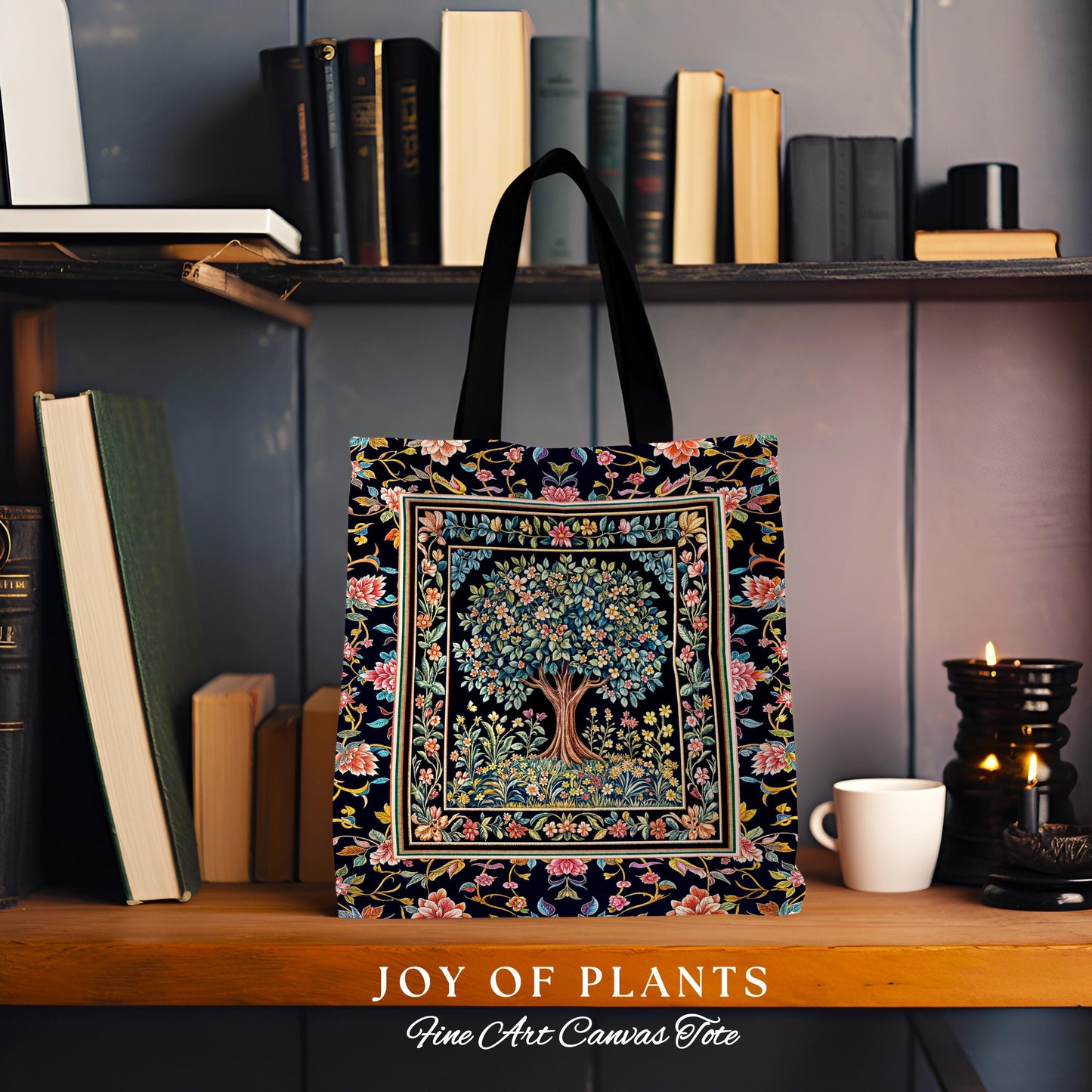 Eclectic Whimsy Tree of Life Tote Bag | Colorful Style Forest Fairy Cottagecore Garden Folklore Floral Enchanted Tapestry Bag Gothic Pastel