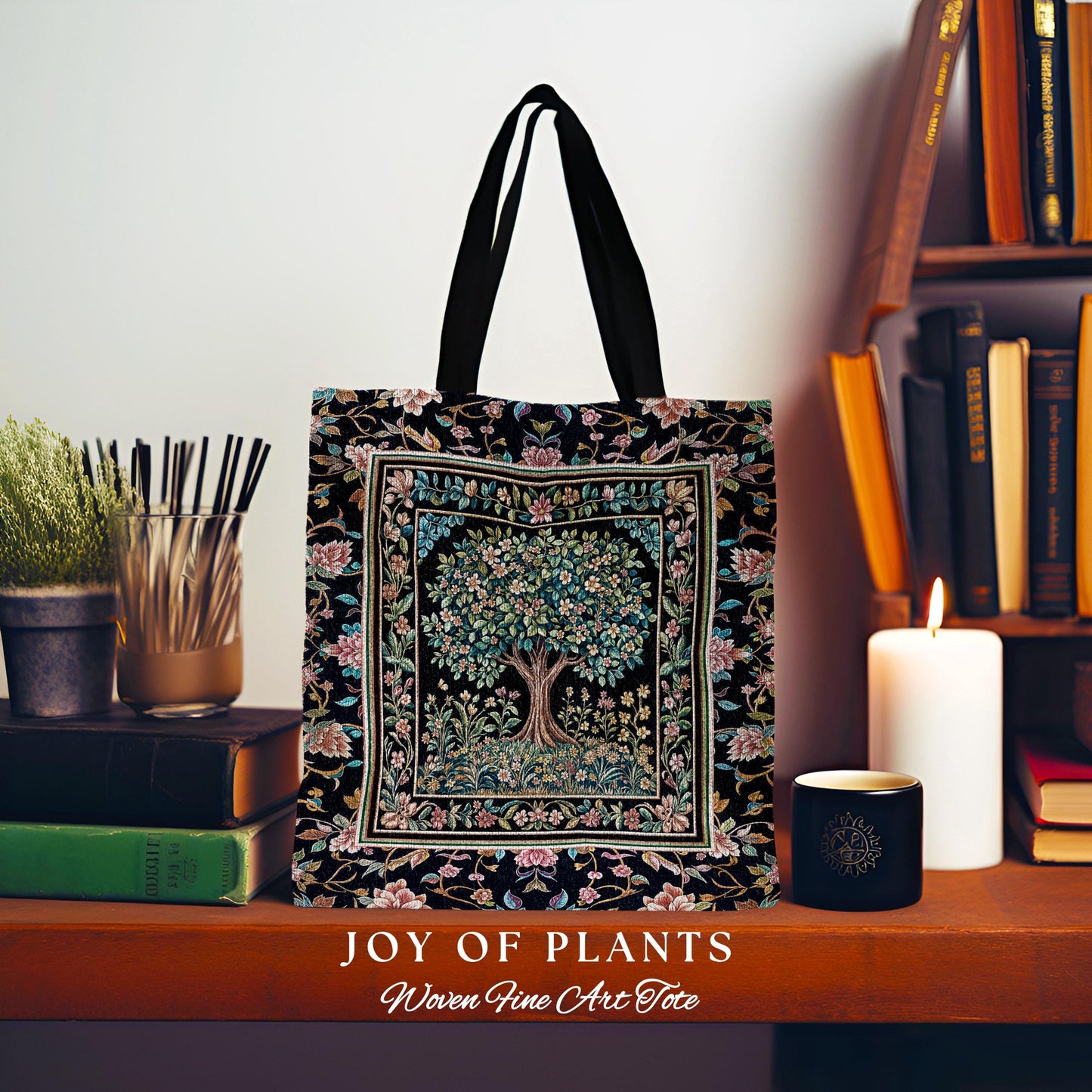 Eclectic Whimsy Tree of Life Tote Bag | Colorful Style Forest Fairy Cottagecore Garden Folklore Floral Enchanted Tapestry Bag Gothic Pastel
