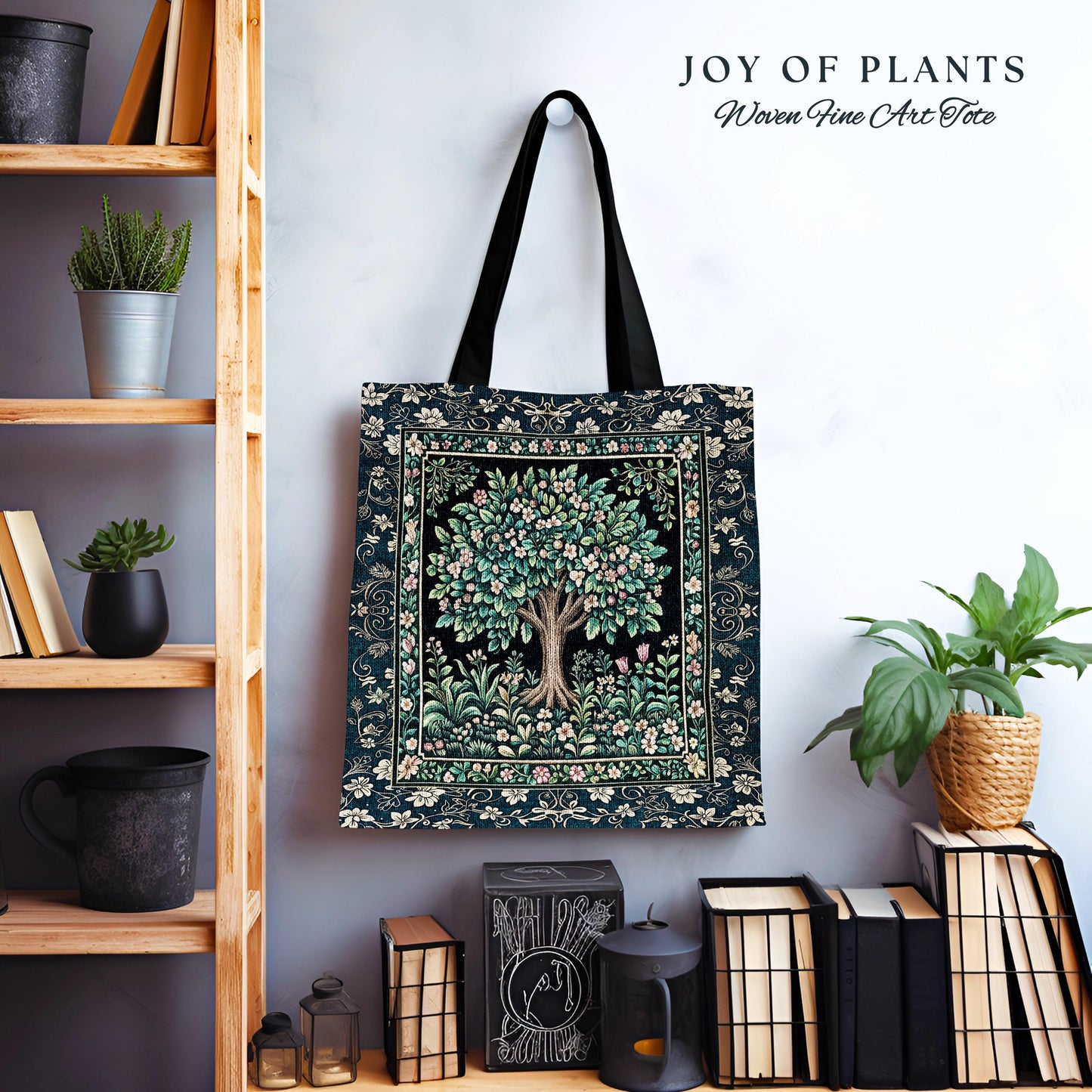 Folklore Forest Storybook Tote Bag | Enchanted Floral Botanical Cozy Heritage Tree Vintage Cottagecore Nature Aesthetic Classic Everyday Bag