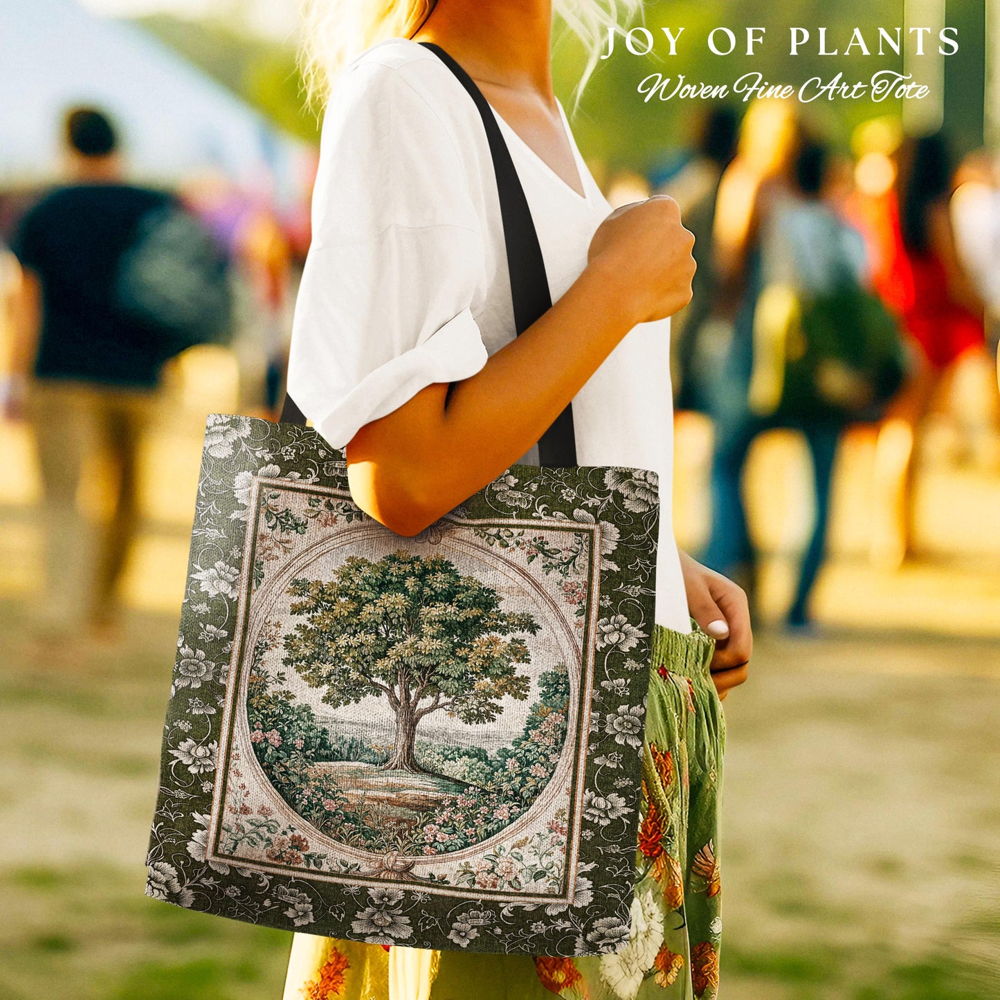 Victorian Soft Aesthetic Tree of Life Bag | Romantic Botanical Regency Decor Floral Enchanted Forest Green Tones Cottagecore Tapestry Tote |