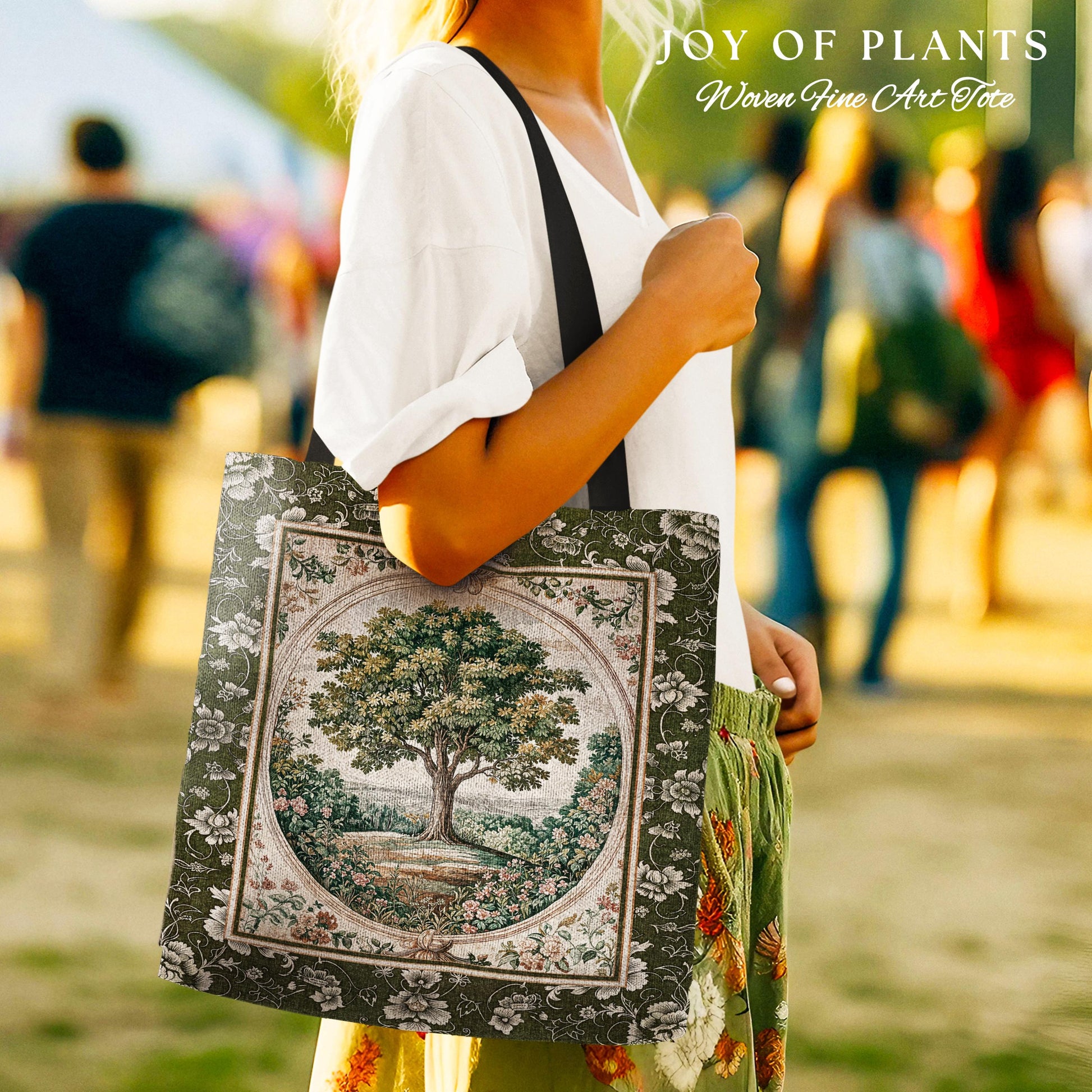 Victorian Soft Aesthetic Tree of Life Bag | Romantic Botanical Regency Decor Floral Enchanted Forest Green Tones Cottagecore Tapestry Tote |