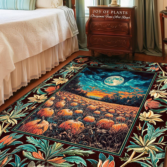 Bookish Cozy Fall Area Rug | Floral Autumn Aesthetic Gothiccore Light Academia Whimsigoth Pumpkin Home Decor Accent Cute Spooky Rustic Decor