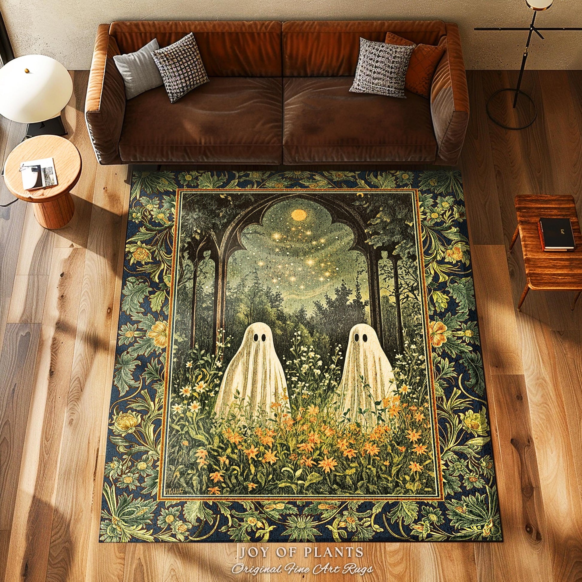 Celestial Meadow Floral Twilight Spirits | Cozy Cottagecore Rug Haunted Gothic Fall Forest Whimsical Spooky Macabre Fun Ghostly Style Accent