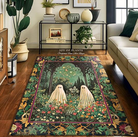 Ghost Friends Starlit Garden Light | Cottagecore Floral Rug Celestial Ghost Decor Gothic Enchanted Autumn Magical Aesthetic Witchy Bedroom