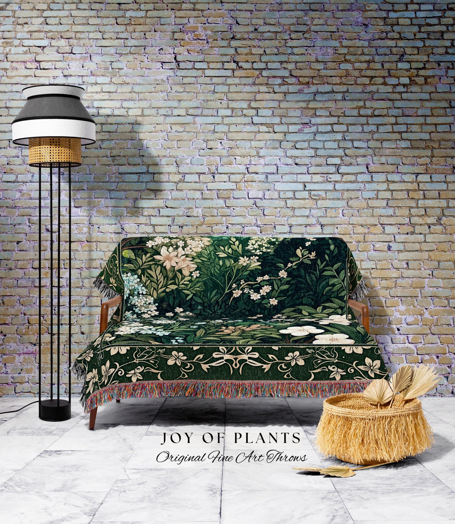 Botanical Aesthetic Forest Tapestry Throw Dark Cottagecore Folklore Inspired Decor | Ethereal Aesthetic Fairycore Mystical Woodland Blanket