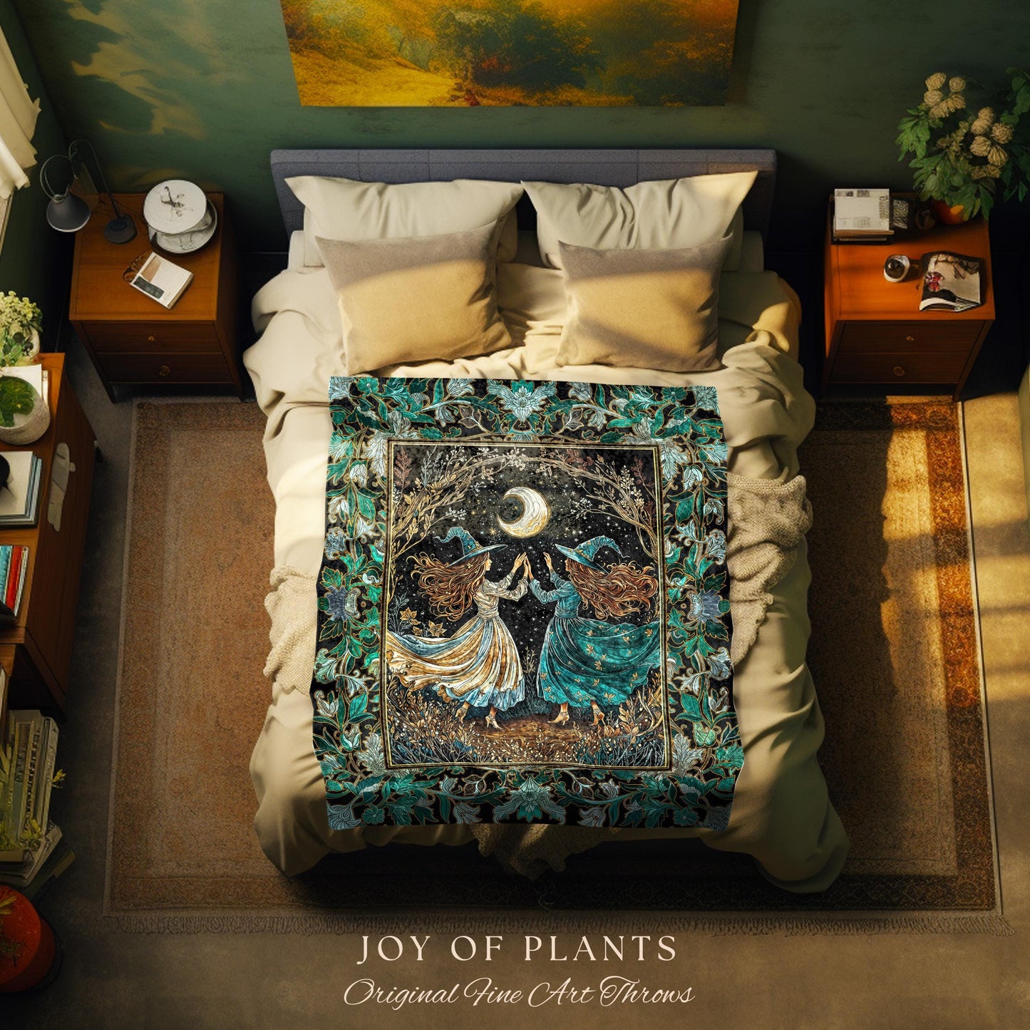 Dark Botanical Witchy Fairycore Blanket | Moody Colors Mystic Aesthetic Wiccan Home Decor Cozy Autumn Aesthetic Whimsigoth Woven Tapestry |