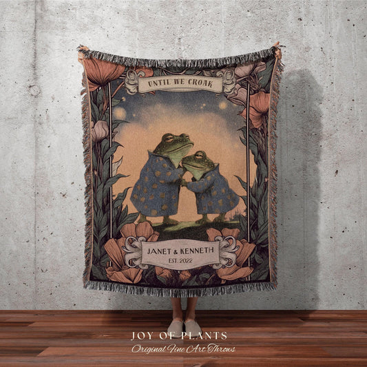 Cottagecore Custom Tapestry | Until We Croak Blanket Woven | Anniversary Custom Name Blanket Frog Funny Tapestry Dark Academia Room Decor |