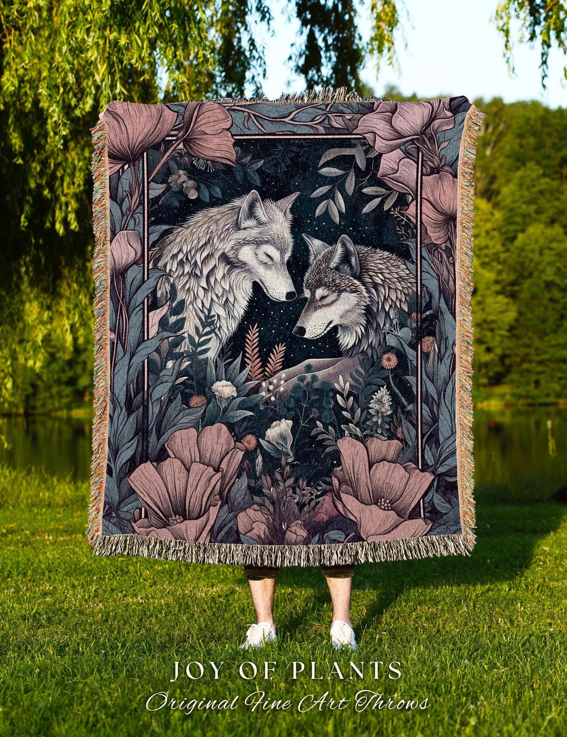Amethyst Purple Forest Spirit Blanket | Ethereal Woodland Magical Wolf Woven Wall Tapestry Gift for Wolf Lover Ethereal Woods Maximalist |