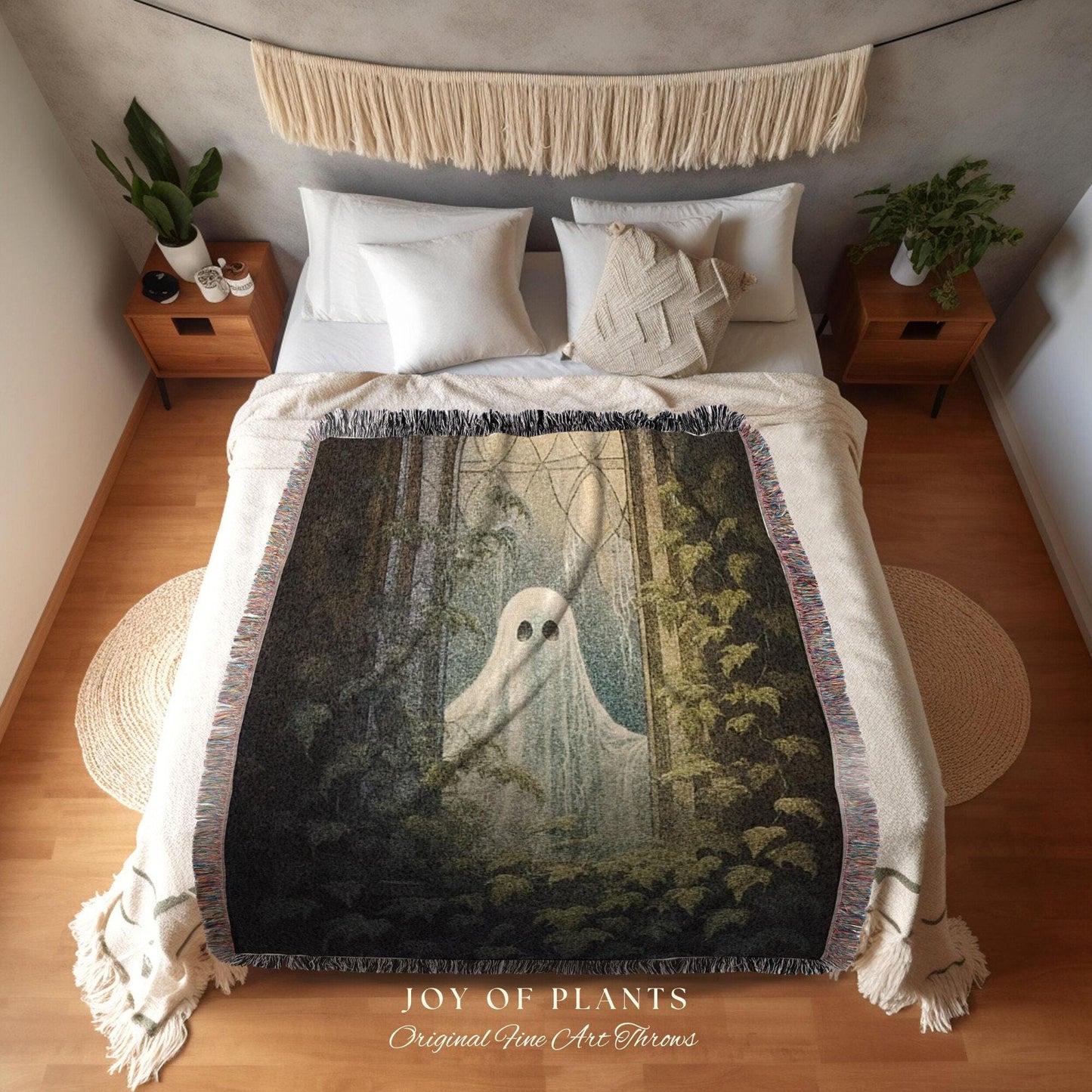 Vintage Ghost Tapestry Woven | Macabre Home Decor Blanket Dark Academia Decor Bedroom Whimsigoth Tapestry Woven Art Ghost Painting Blanket |