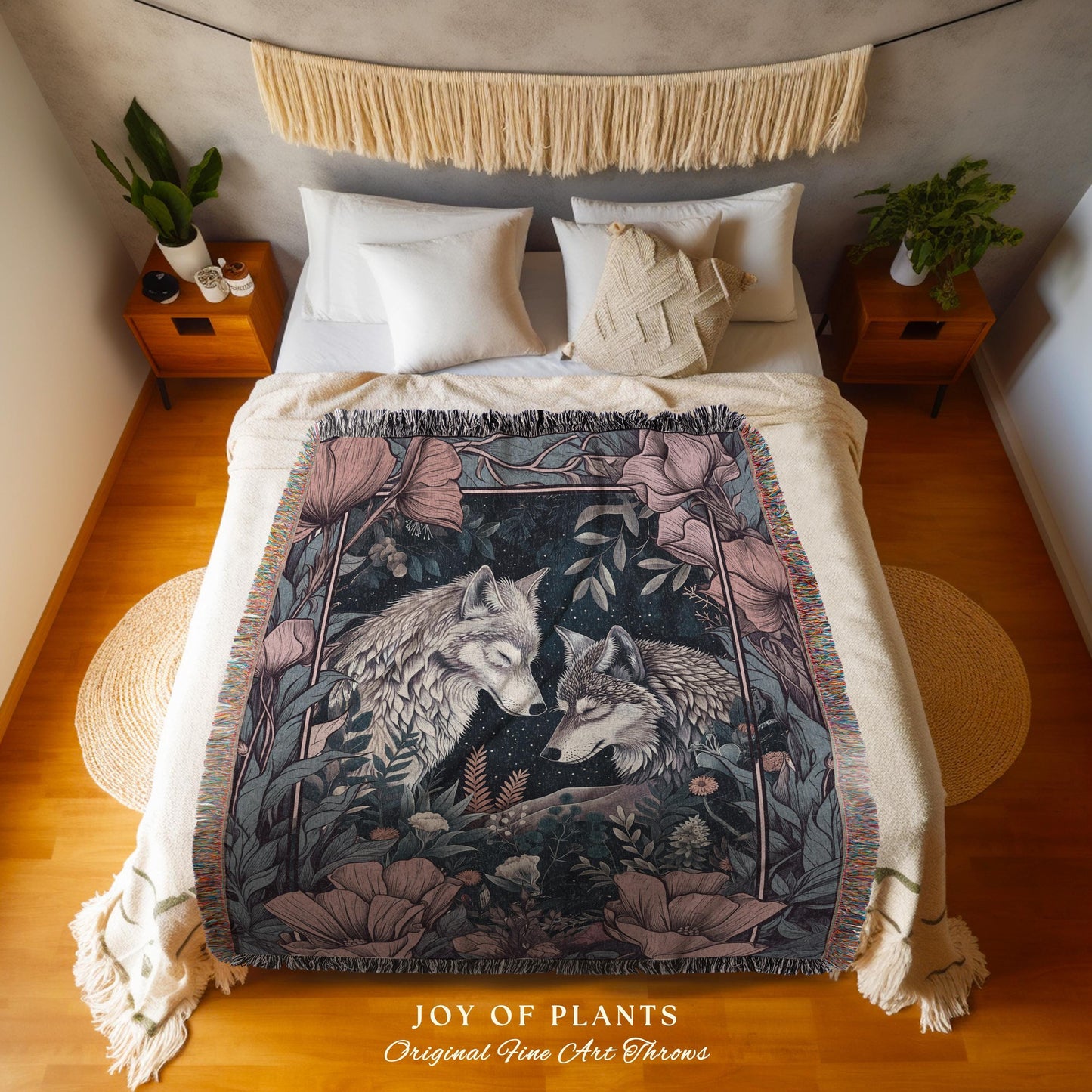 Amethyst Purple Forest Spirit Blanket | Ethereal Woodland Magical Wolf Woven Wall Tapestry Gift for Wolf Lover Ethereal Woods Maximalist |