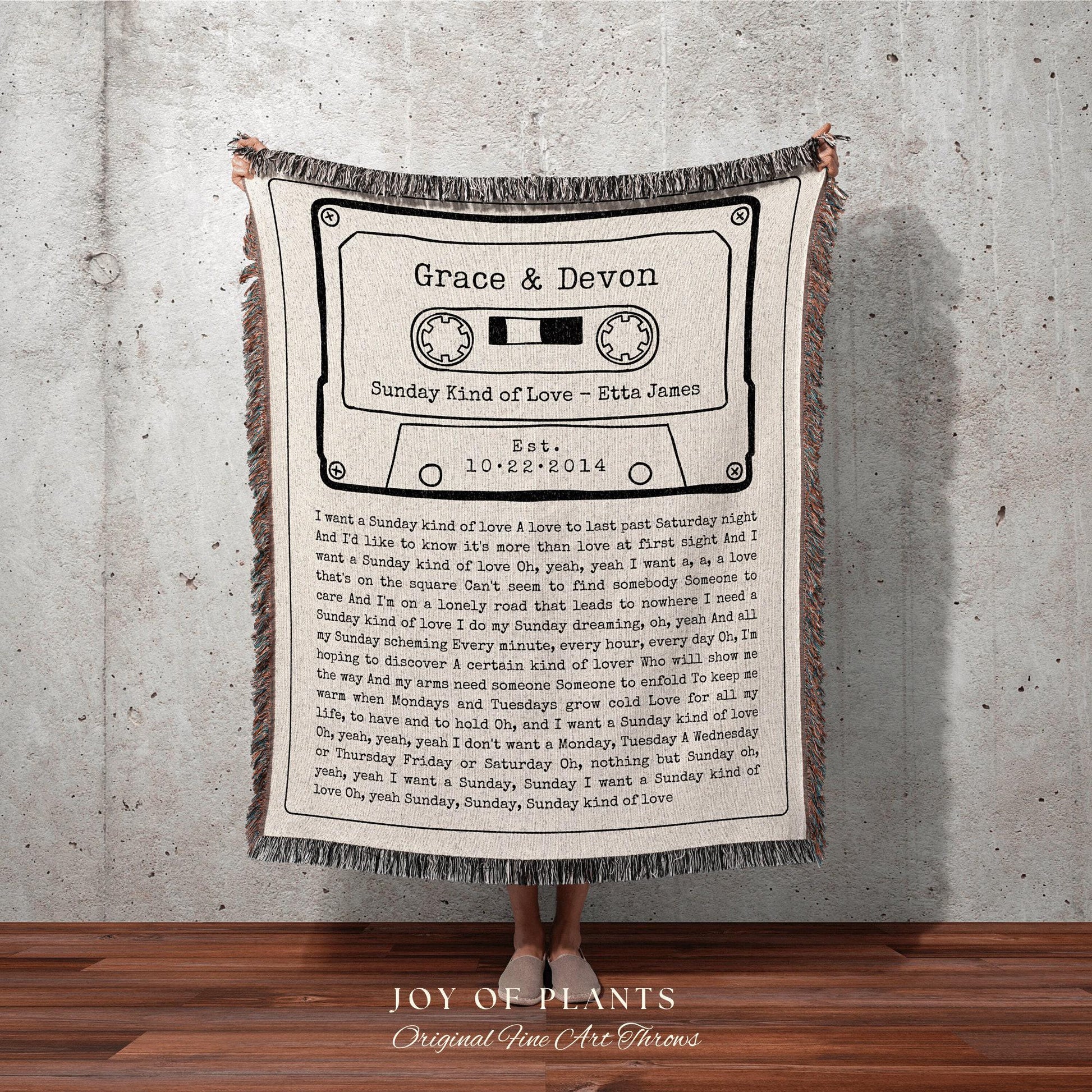 Our Song Custom Lyric Blanket Couples Tapestry Woven | Meaningful Anniversary Gift Personalized | Couples Blanket Custom Wedding Song Lyrics