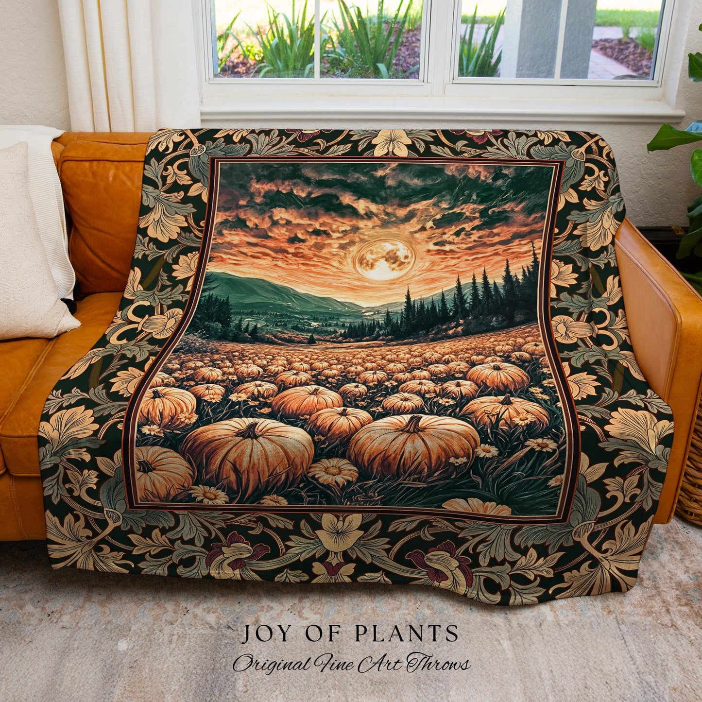 Magic Celestial Moon Woven Tapestry | Cute Spooky Halloween Night Sky Blanket Rustic Pumpkin Fall Academia Aesthetic Whimsigoth Baroque Art