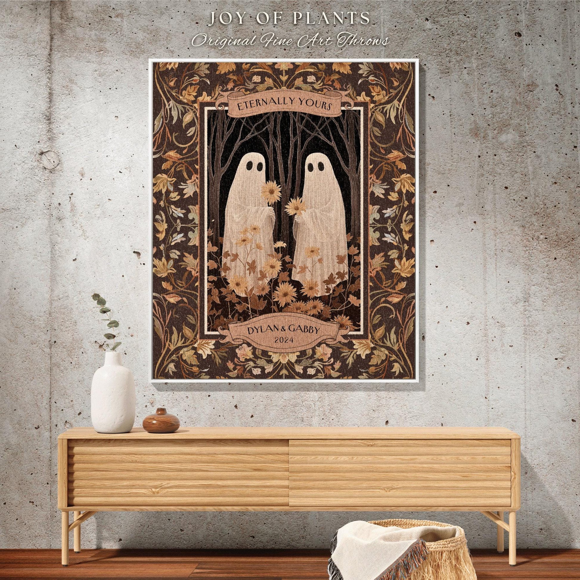 Lovers Blanket Personalized Anniversary Picnic | Sentimental Custom Sunflower Ghost Lover Gothic Aesthetic Kindred Spirits Keepsake Blanket