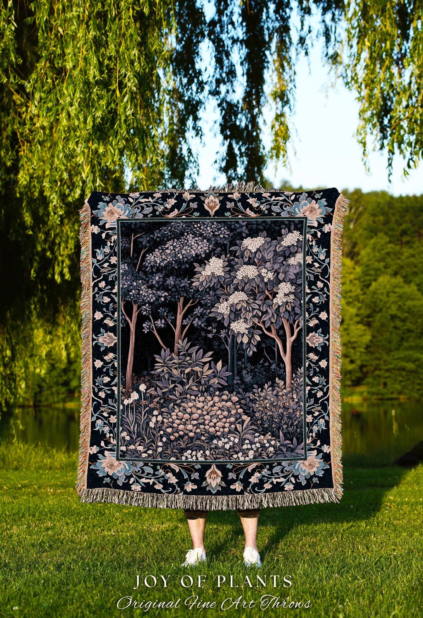 Fairycore Aesthetic Botanical Tapestry Throw Dark Academia Lavender Purple Nature Inspired Ethereal Woodland Wildflowers Enchanted Blanket