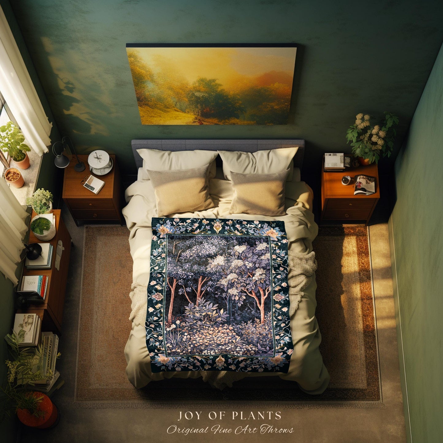 Fairycore Aesthetic Botanical Tapestry Throw Dark Academia Lavender Purple Nature Inspired Ethereal Woodland Wildflowers Enchanted Blanket