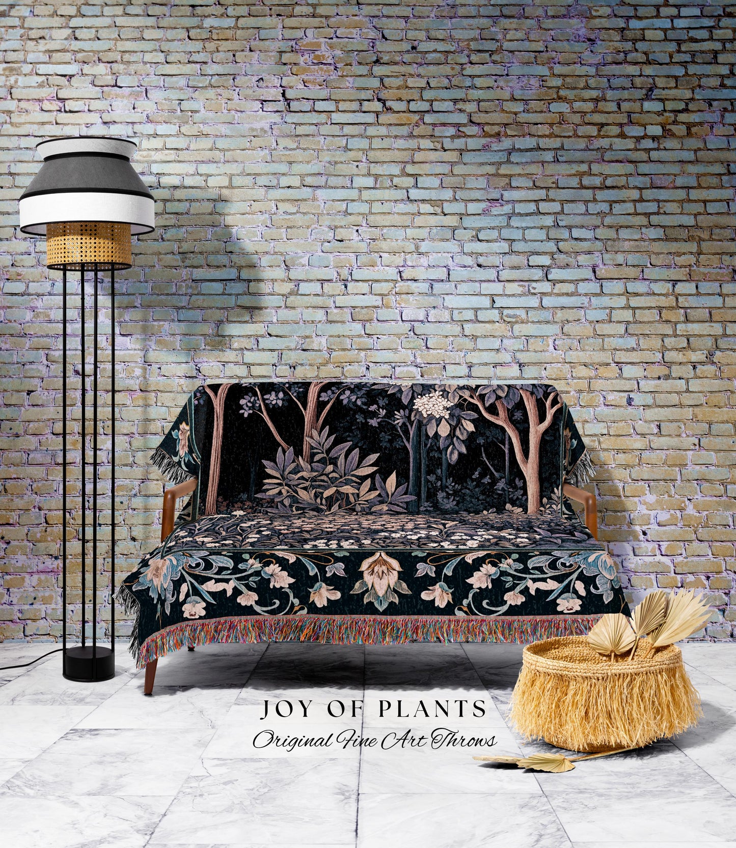 Fairycore Aesthetic Botanical Tapestry Throw Dark Academia Lavender Purple Nature Inspired Ethereal Woodland Wildflowers Enchanted Blanket