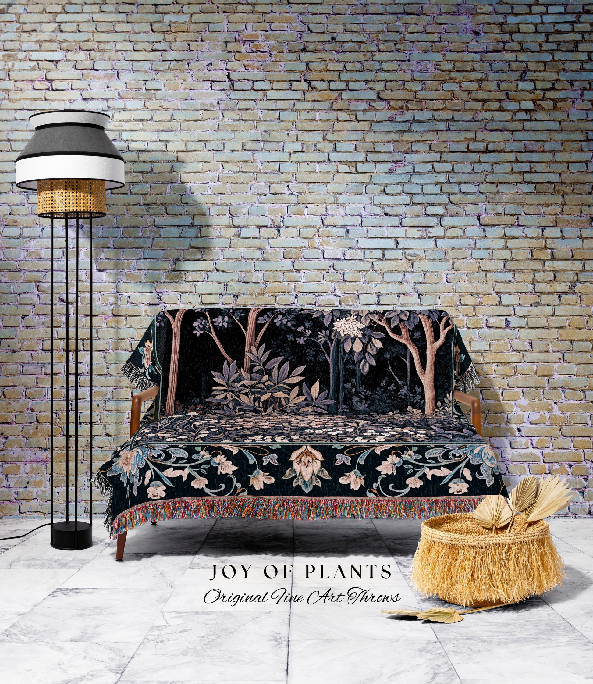 Fairycore Aesthetic Botanical Tapestry Throw Dark Academia Lavender Purple Nature Inspired Ethereal Woodland Wildflowers Enchanted Blanket