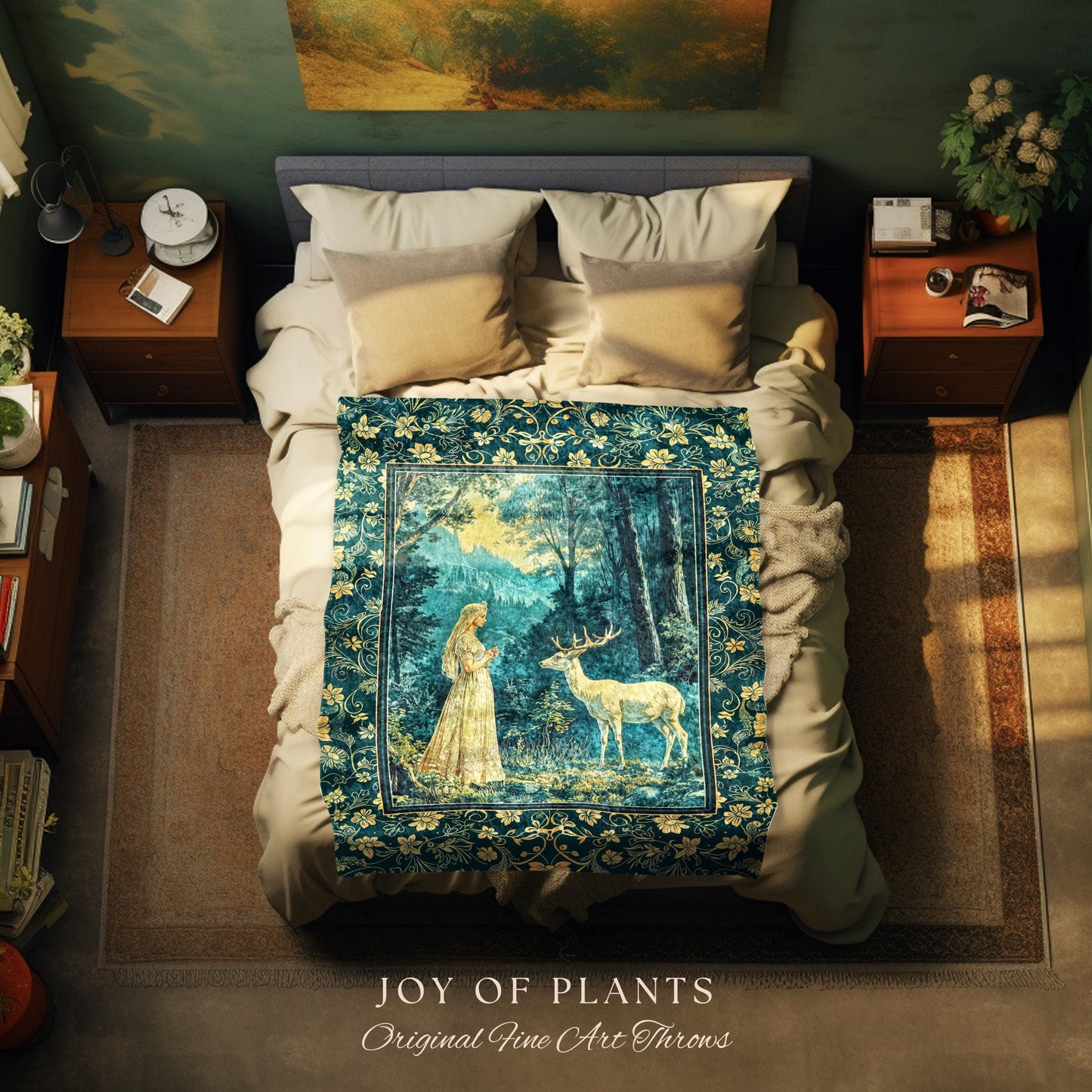 Mountain Goddess Ethereal Woven Tapestry | Woodland Folklore Nature Inspired Elegant Nature Throw Blanket Fantasy Cottagecore Medieval Style