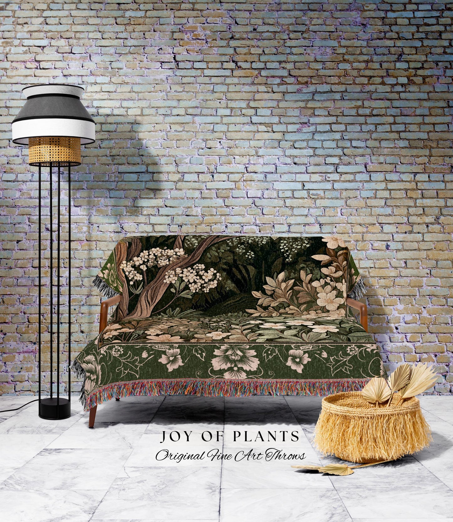 Soft Aesthetics Folklore Forest Tapestry Throw Fairy Inspired Bedroom | Cozy Cottagecore Ethereal Nature Aesthetic Sage Green Indie Blanket