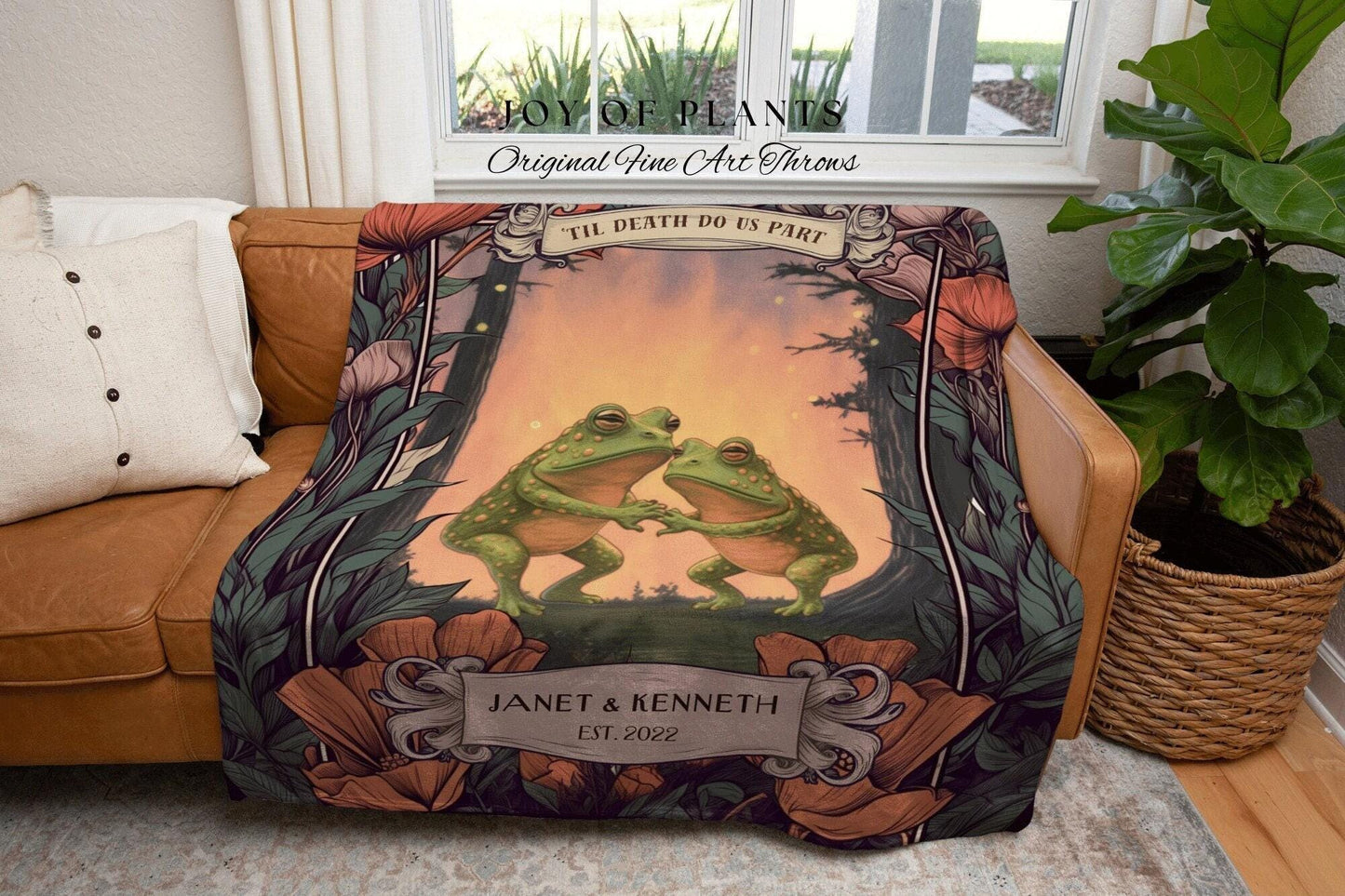 Toad Blanket Custom Names | Until We Croak Blanket Woven Anniversary Custom Name Blanket Frog Funny Tapestry Frog & Toad Vintage Room Decor