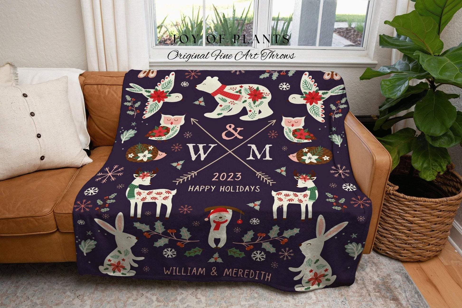 Holiday Wedding Blanket Custom Throw Blanket Personalized Anniversary Gift | Christmas Wedding Anniversary Gift for Holiday Wedding Blanket