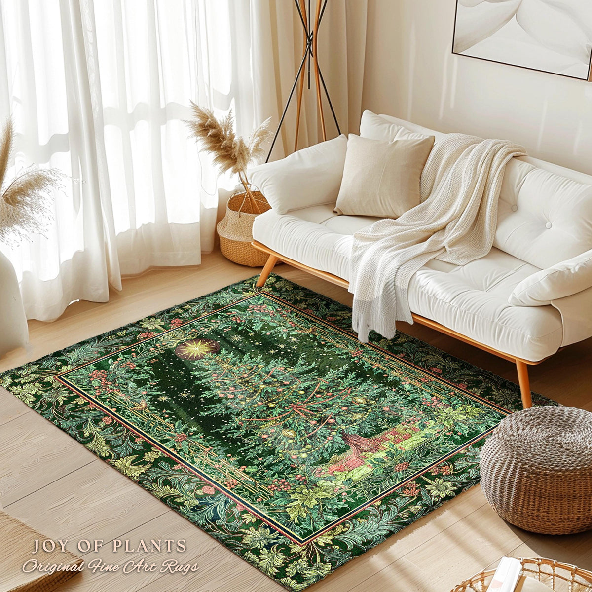 Tannenbaum Rustic Tree Area Rug | Vintage Woven Christmas Aesthetic Cozy Cottagecore Decor Winter Festive Classic Holiday Aesthetic Accent |