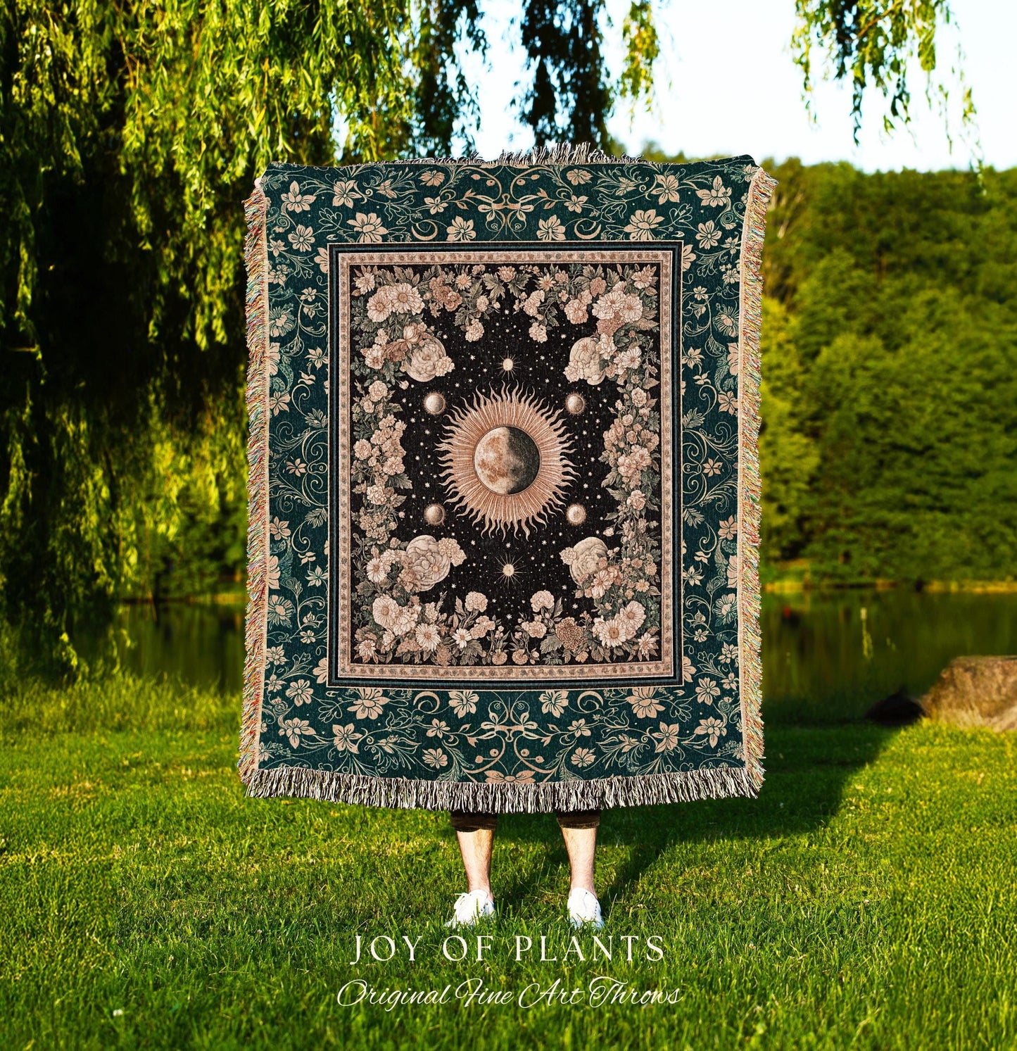 Sun and Moon Bohemian Tapestry | Moody Skies Astrology Blanket Vintage Celestial Cozy Throw Blanket Astrology Tapestry Dark Cottagecore Boho
