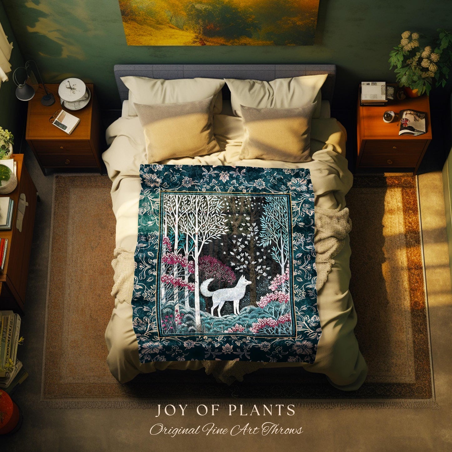 Storybook Folklore Boho Woven Wall Tapestry | Pastel Aesthetic Playful Nursery Wall Art Whimsical Botanical Nursery Scandinavian Folklore |