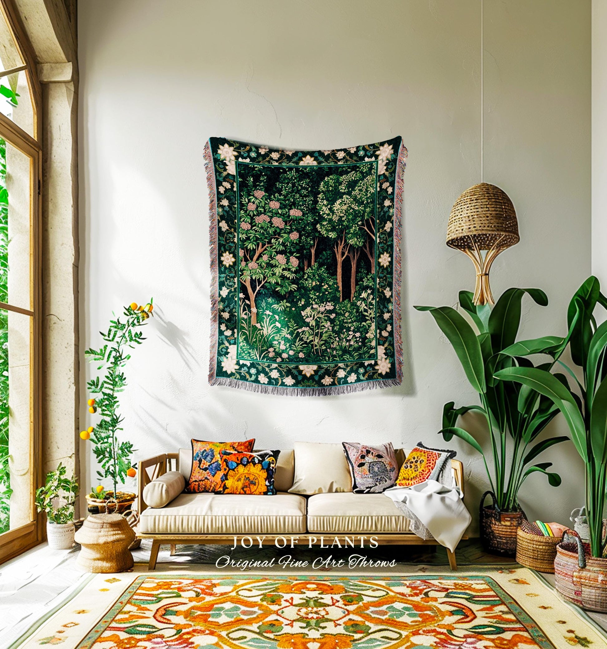 Dark Woodland Whimsical Forest Tapestry Throw Whimsigothic Folklore Inspired Decor | Ethereal Academia Aesthetic Fairycore Bedroom Blanket