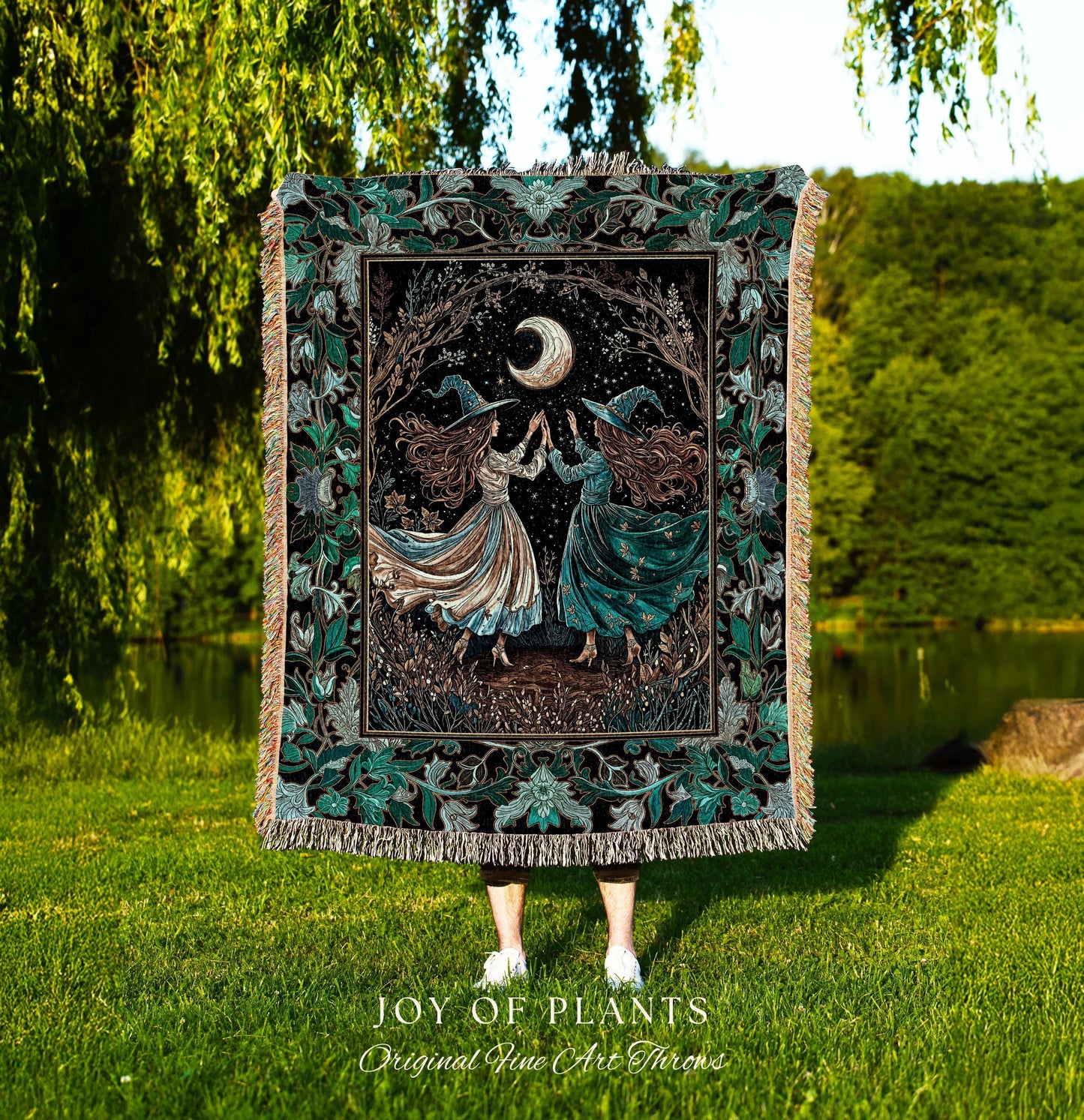 Dark Botanical Witchy Fairycore Blanket | Moody Colors Mystic Aesthetic Wiccan Home Decor Cozy Autumn Aesthetic Whimsigoth Woven Tapestry |