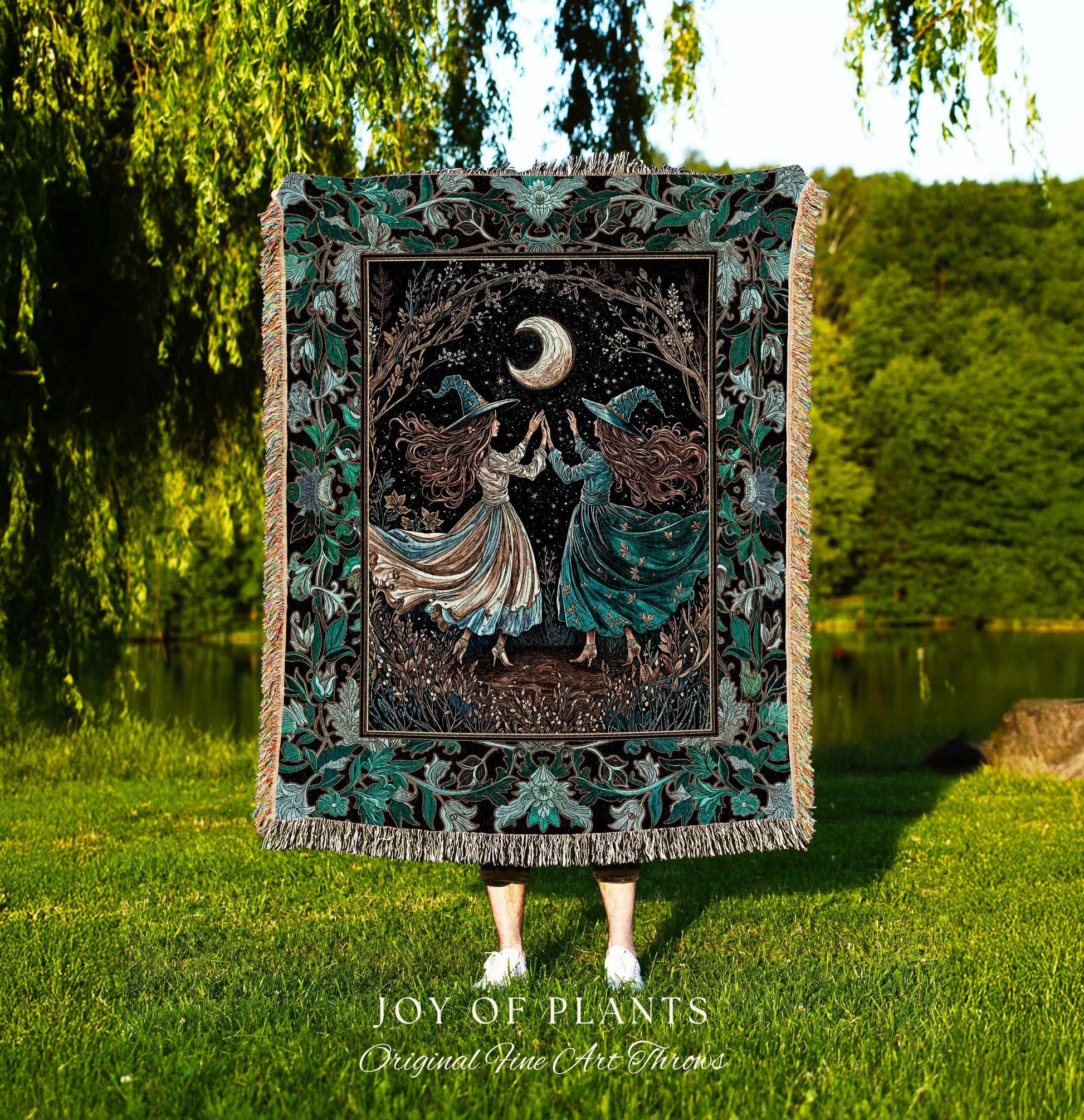 Dark Botanical Witchy Fairycore Blanket | Moody Colors Mystic Aesthetic Wiccan Home Decor Cozy Autumn Aesthetic Whimsigoth Woven Tapestry |